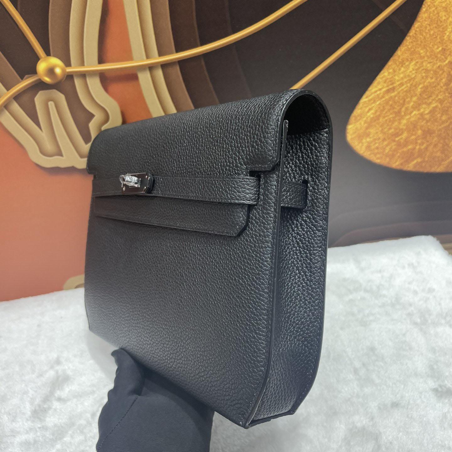 Hermes Kelly Depeches 25 Monochrome Pouch - DesignerGu