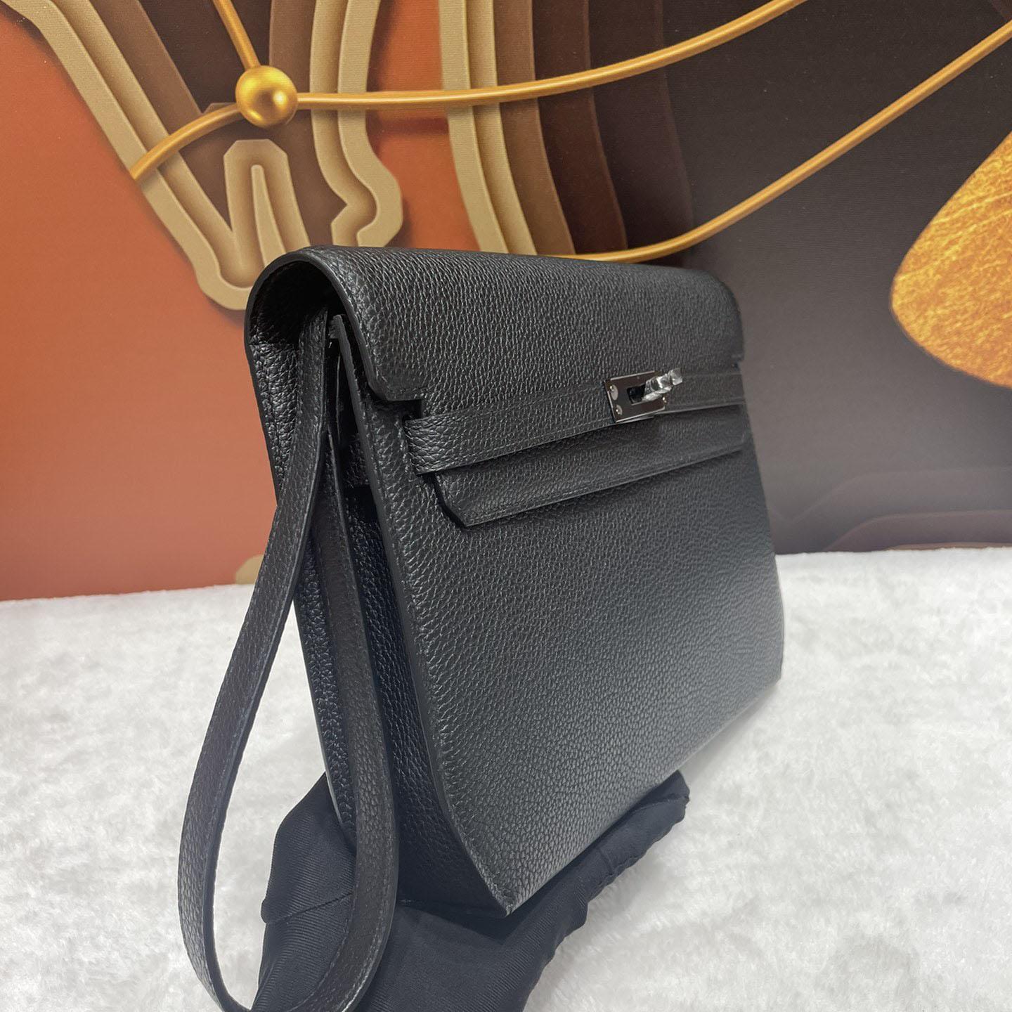 Hermes Kelly Depeches 25 Monochrome Pouch - DesignerGu