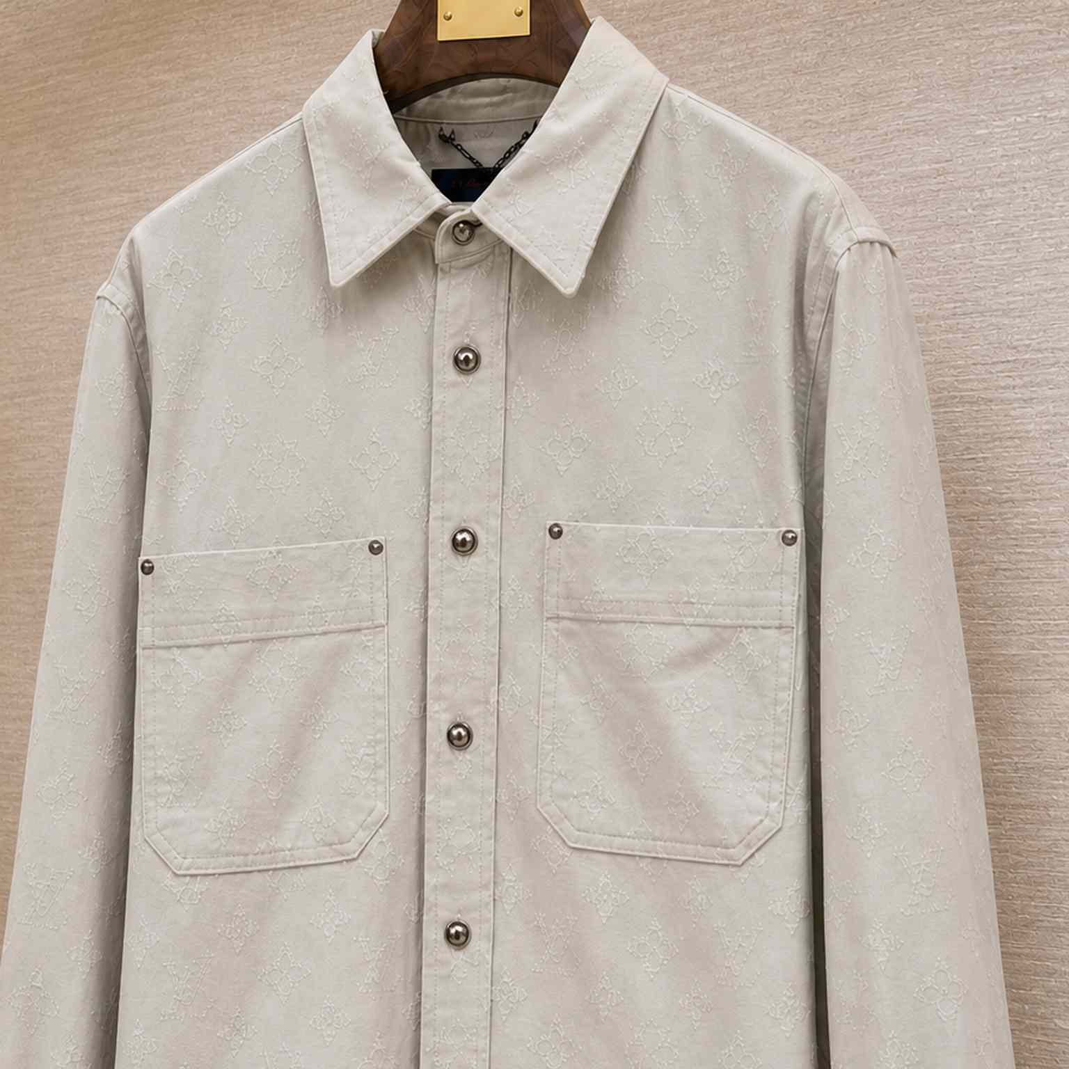 Louis Vuitton Monogram Needle-Punched Denim Overshirt 1AKOHM - DesignerGu