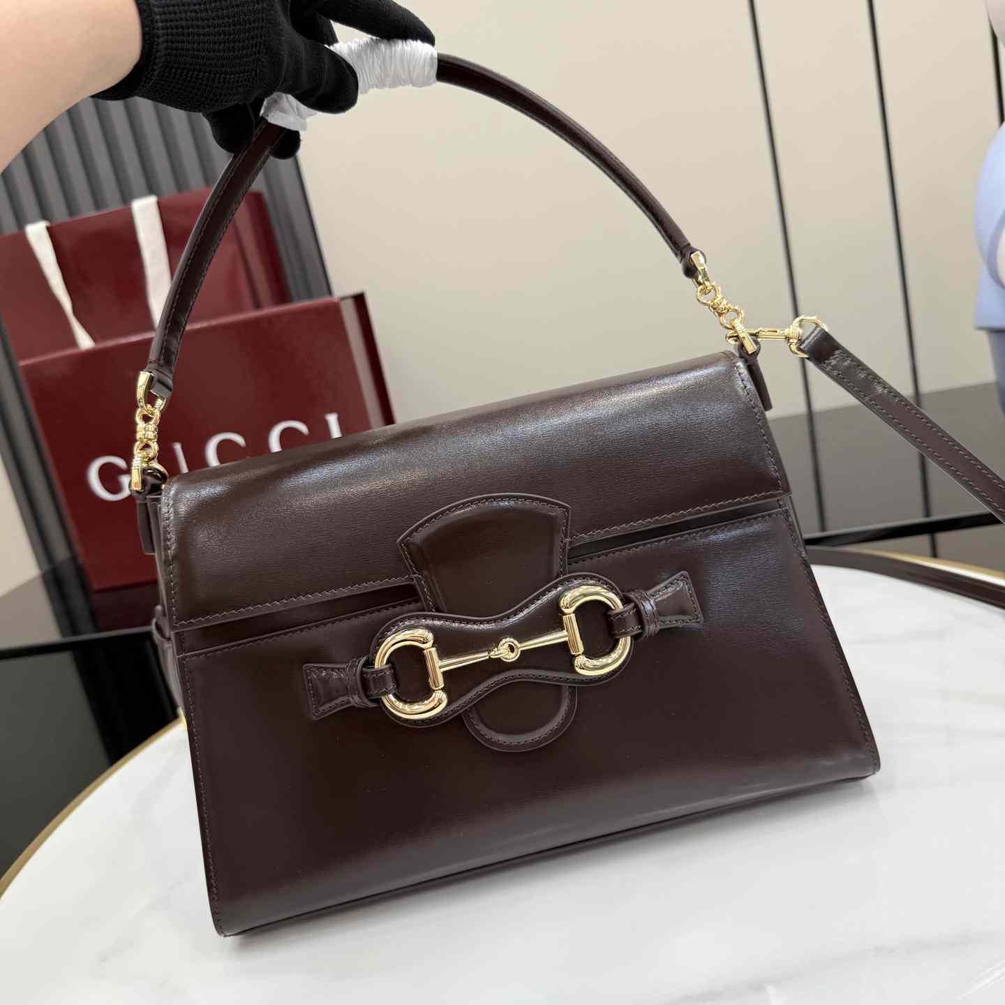 Gucci Horsebit Duomo Medium Top Handle Bag A006N6 - DesignerGu