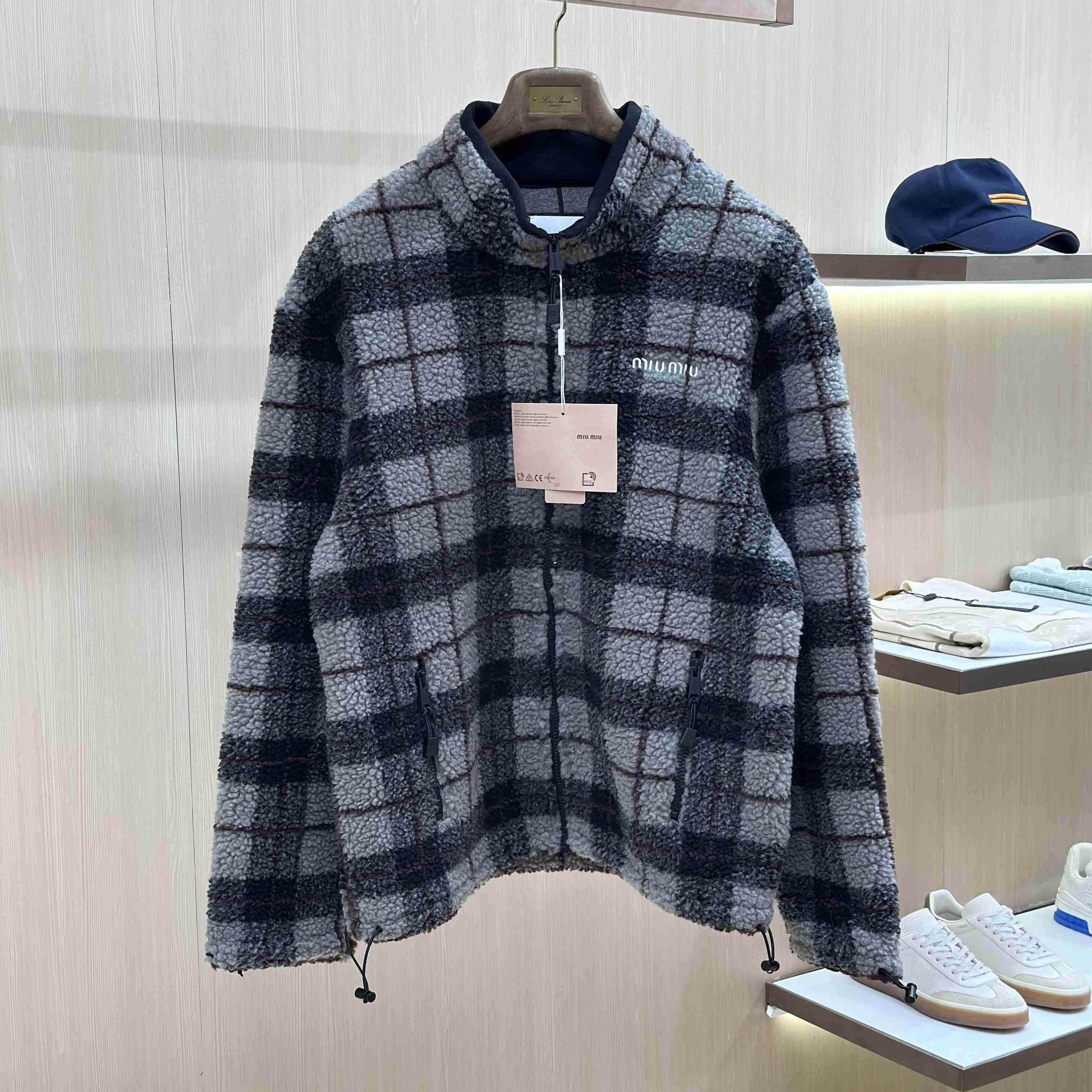 Miu Miu Checked Fleece Jacket - DesignerGu