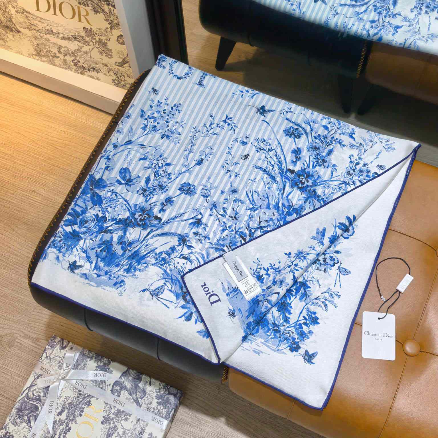 Dior Dioriviera Toile de Jouy Floral Garden 90 Square Scarf - DesignerGu