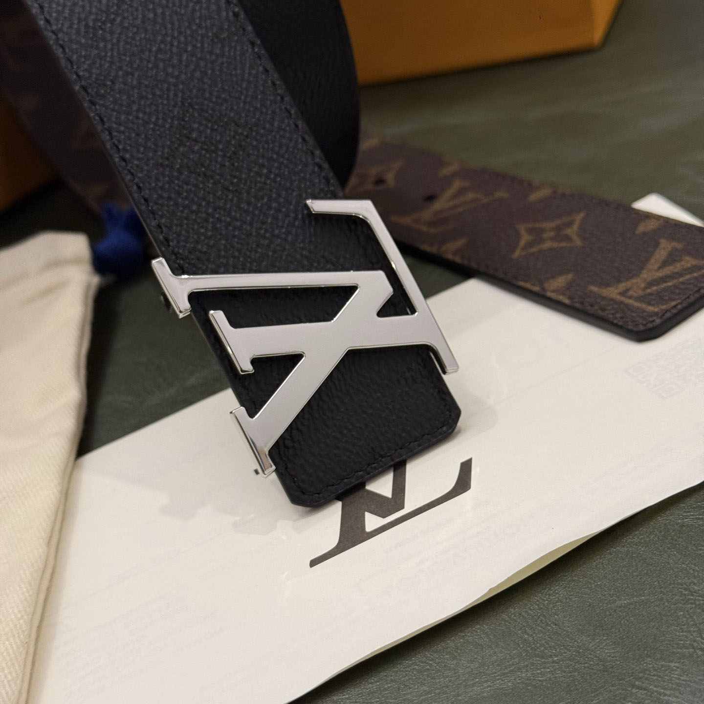 Louis Vuitton LV Initiales Monogram Midnight 40mm Reversible Belt  - DesignerGu