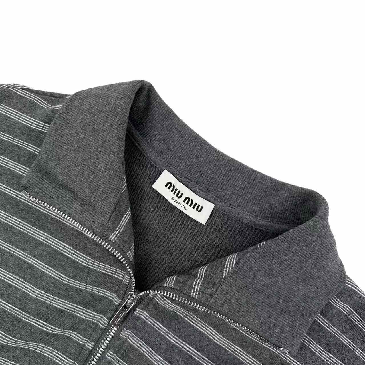 Miu Miu Striped Cotton FleeceJacket - DesignerGu