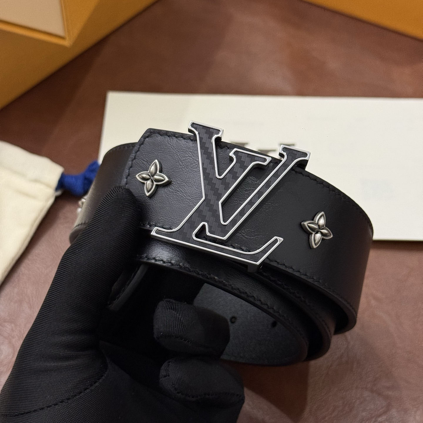 Louis Vuitton LV Dimension Drift Flower Studs 40mm Reversible Belt - DesignerGu