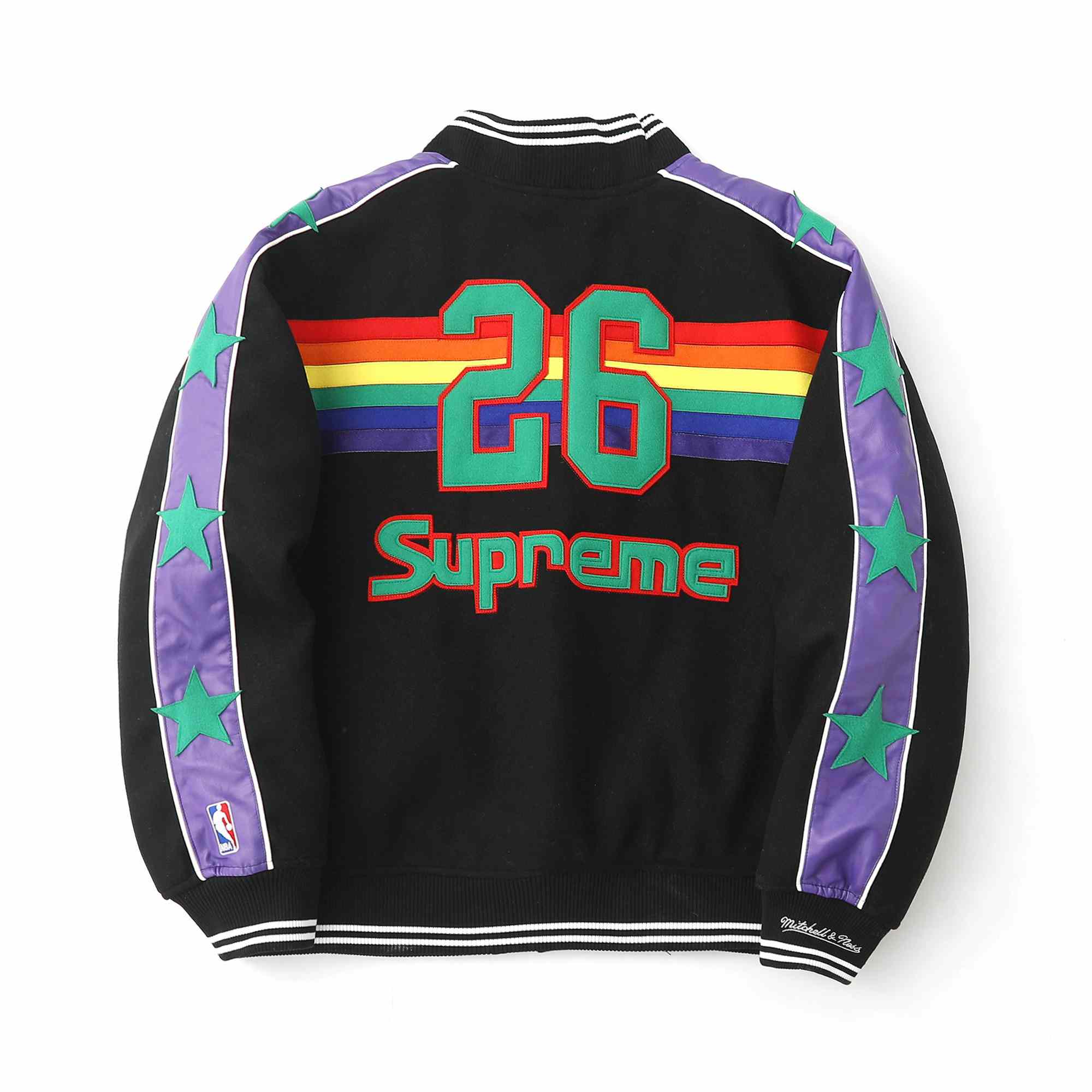 Supreme x Mitchell & Ness Teams Varsity Jacket 'Black' - DesignerGu