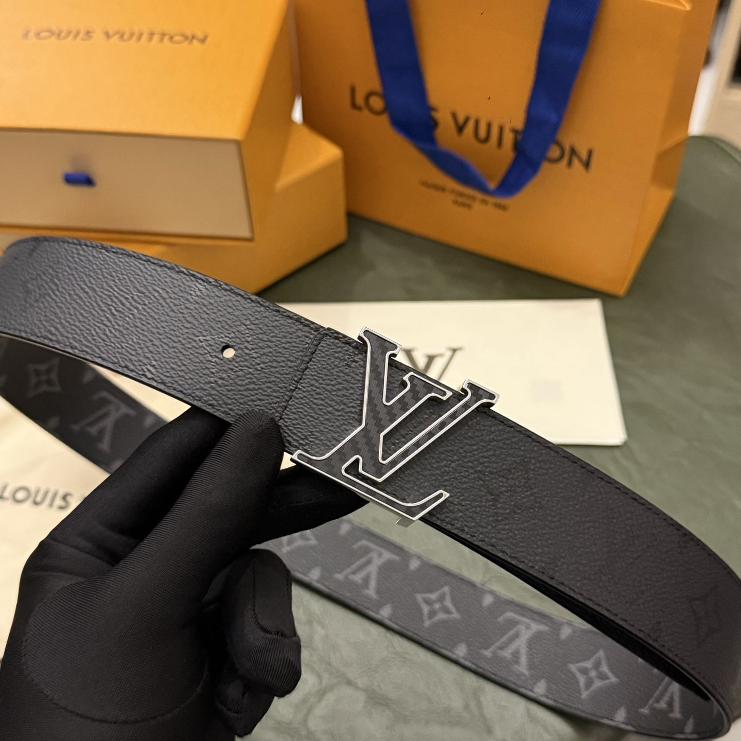 Louis Vuitton LV Initiales Monogram Midnight 40mm Reversible Belt  - DesignerGu
