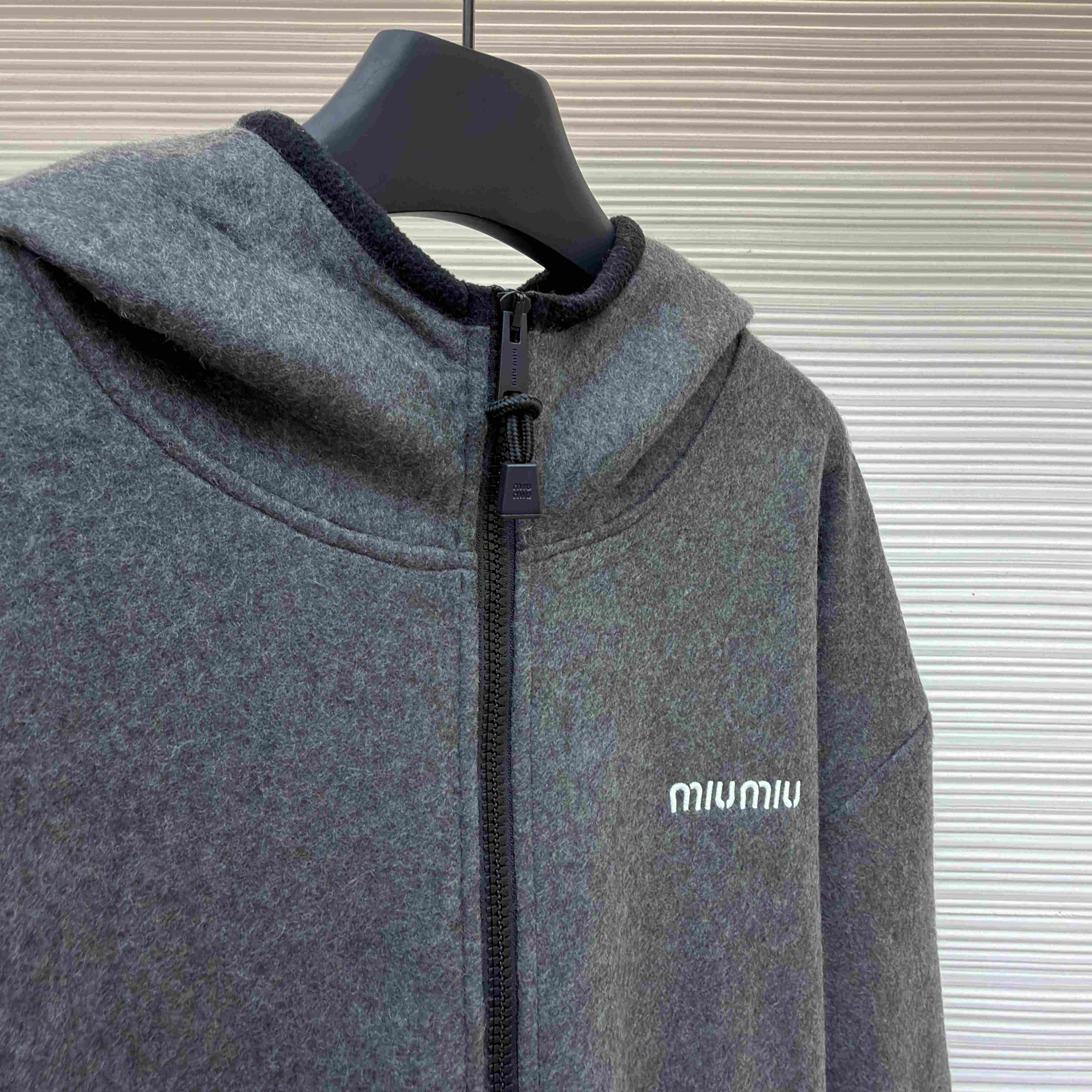 Miu Miu Fleece Zip Hooded Jacket - DesignerGu