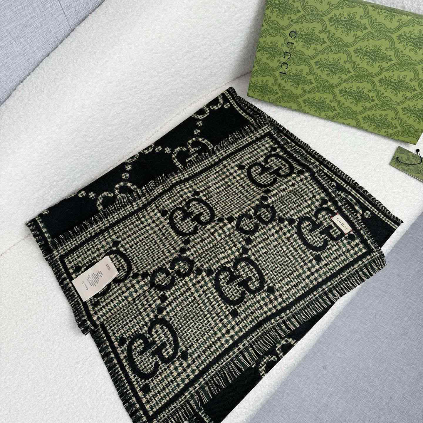 Gucci Check GG Wool Scarf - DesignerGu