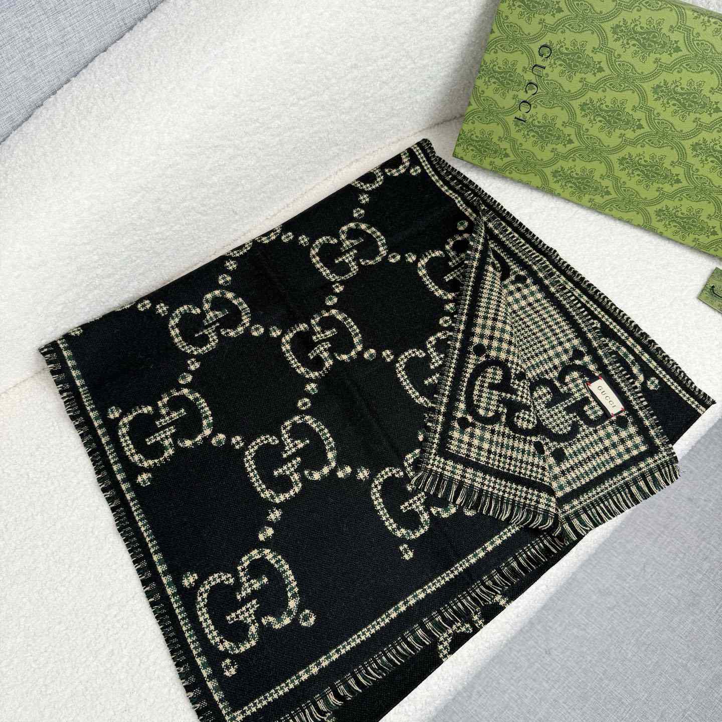 Gucci Check GG Wool Scarf - DesignerGu
