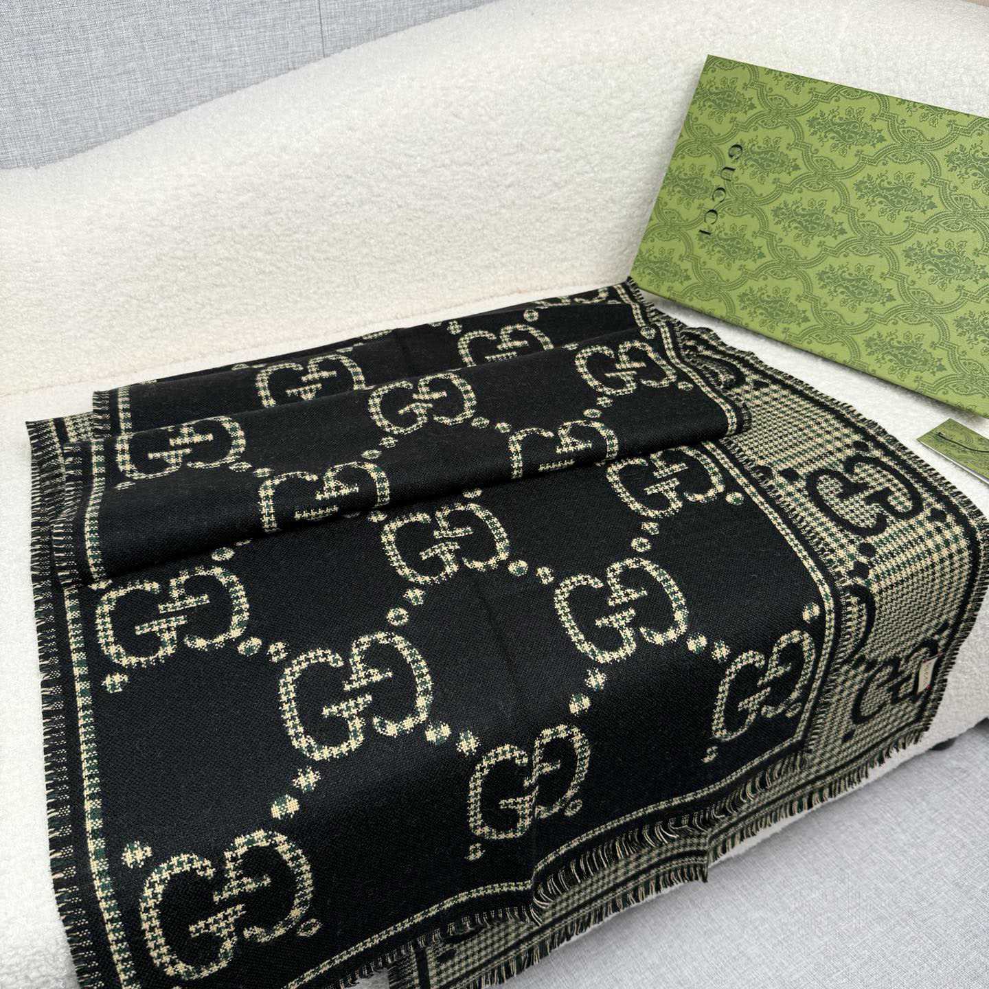 Gucci Check GG Wool Scarf - DesignerGu