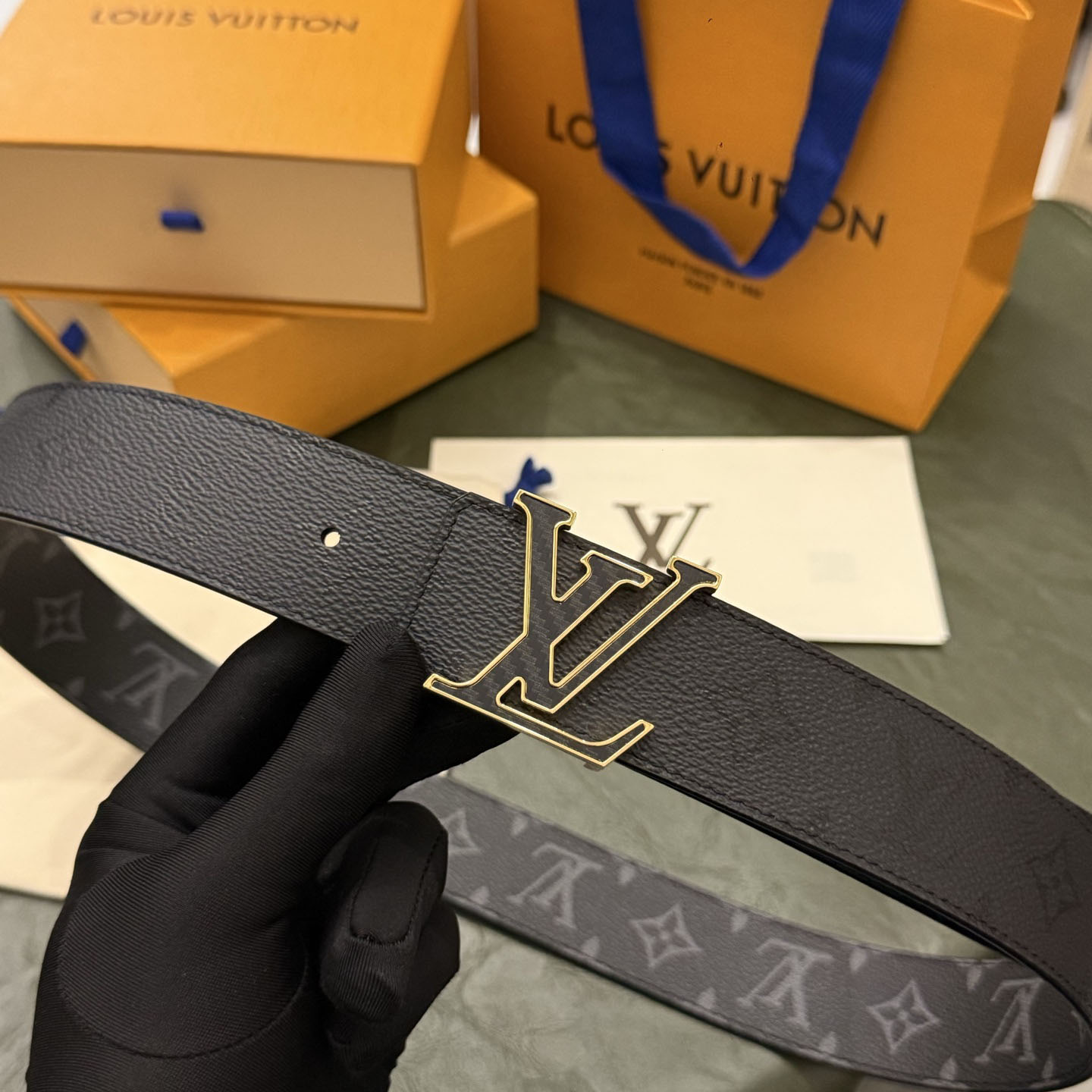 Louis Vuitton LV Initiales Monogram Midnight 40mm Reversible Belt  - DesignerGu