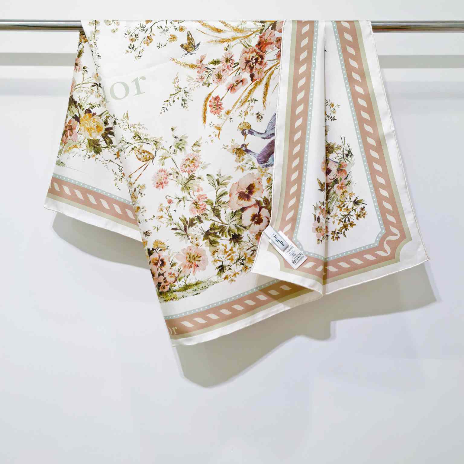 Dior Dioriviera Toile de Jouy Floral Garden 90 Square Scarf - DesignerGu