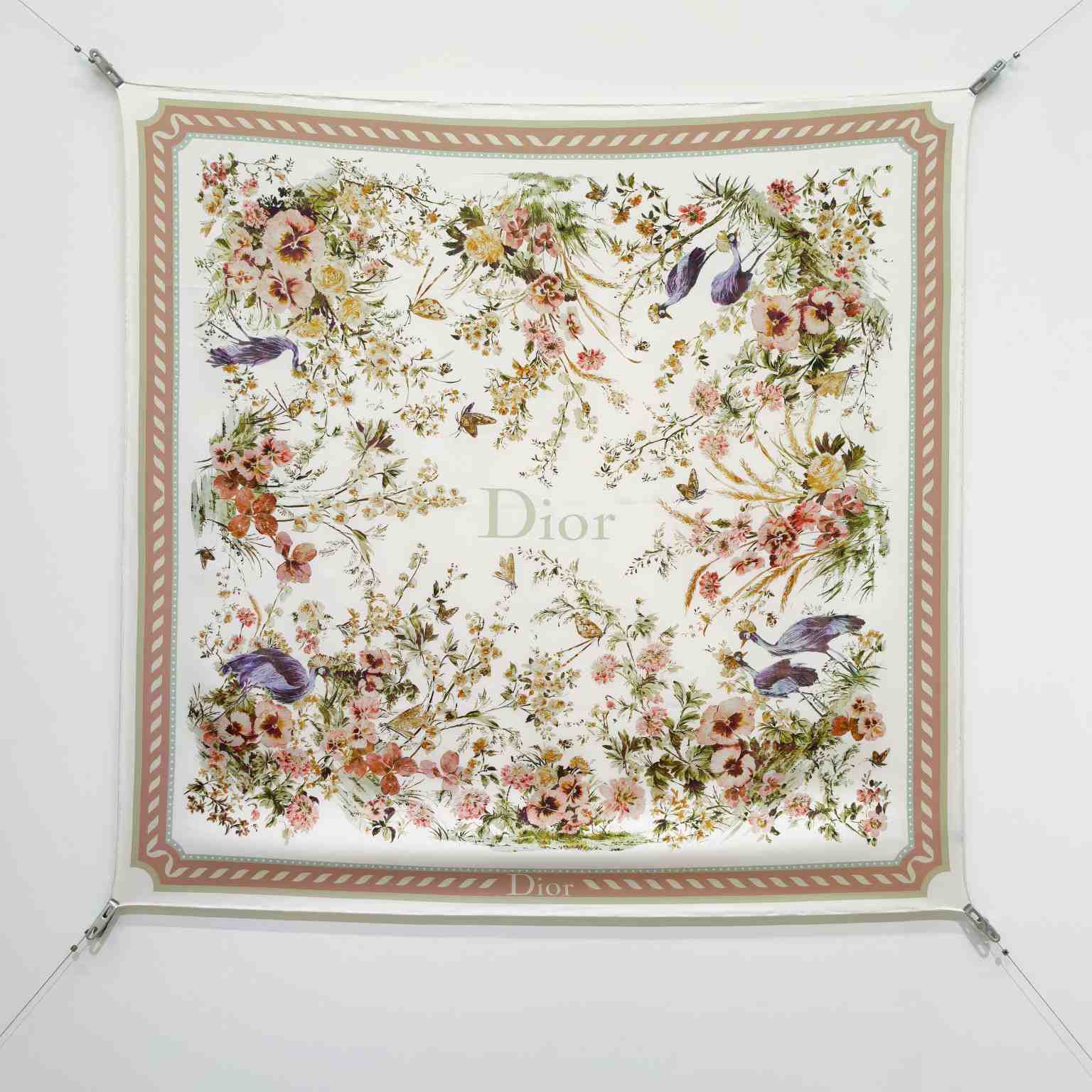 Dior Dioriviera Toile de Jouy Floral Garden 90 Square Scarf - DesignerGu