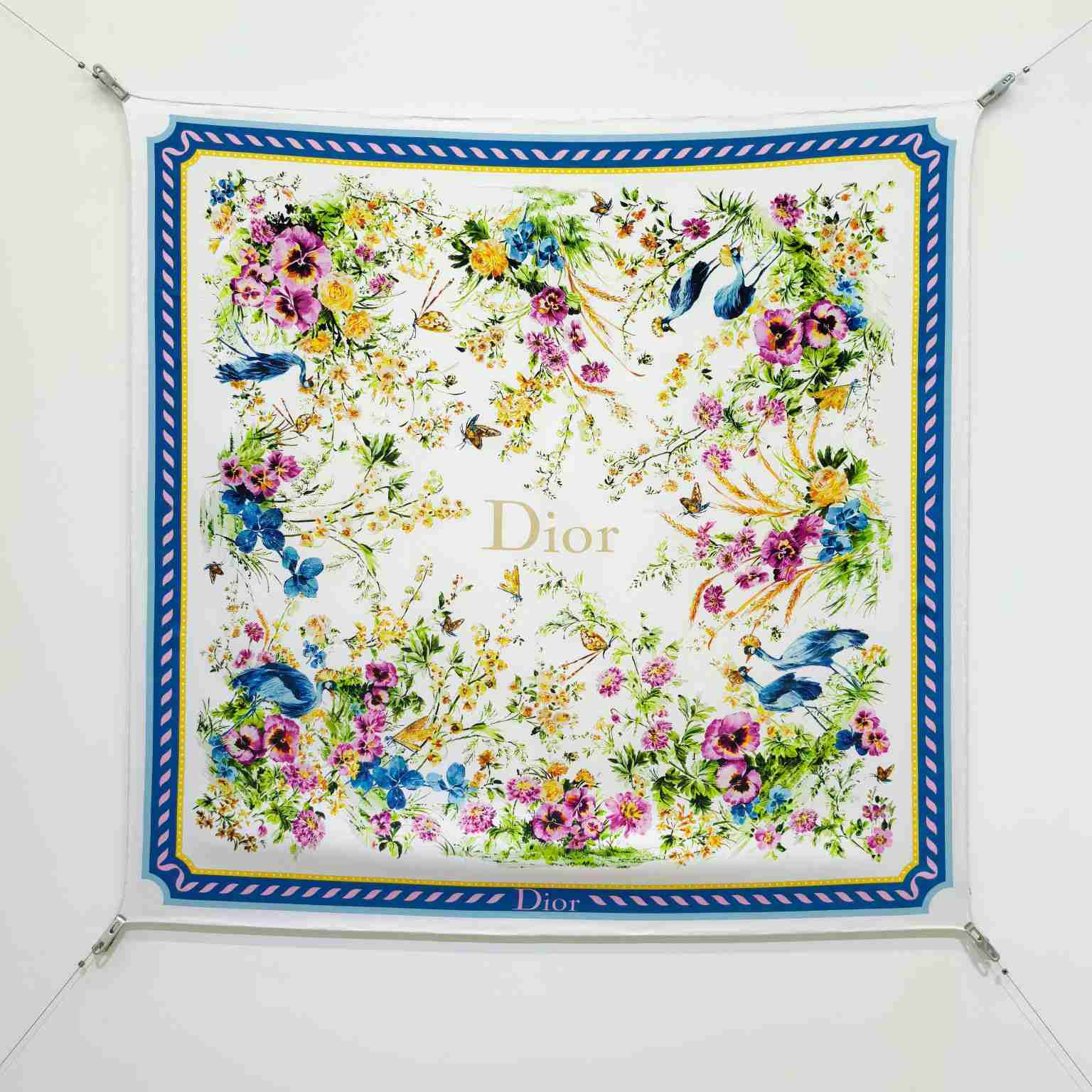 Dior Dioriviera Toile de Jouy Floral Garden 90 Square Scarf - DesignerGu