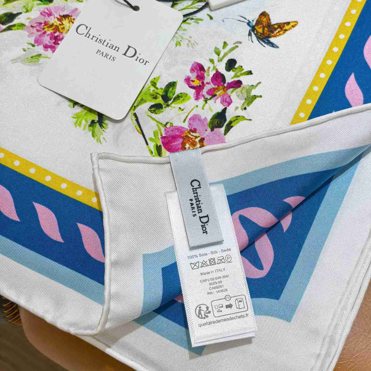 Dior Dioriviera Toile de Jouy Floral Garden 90 Square Scarf - DesignerGu
