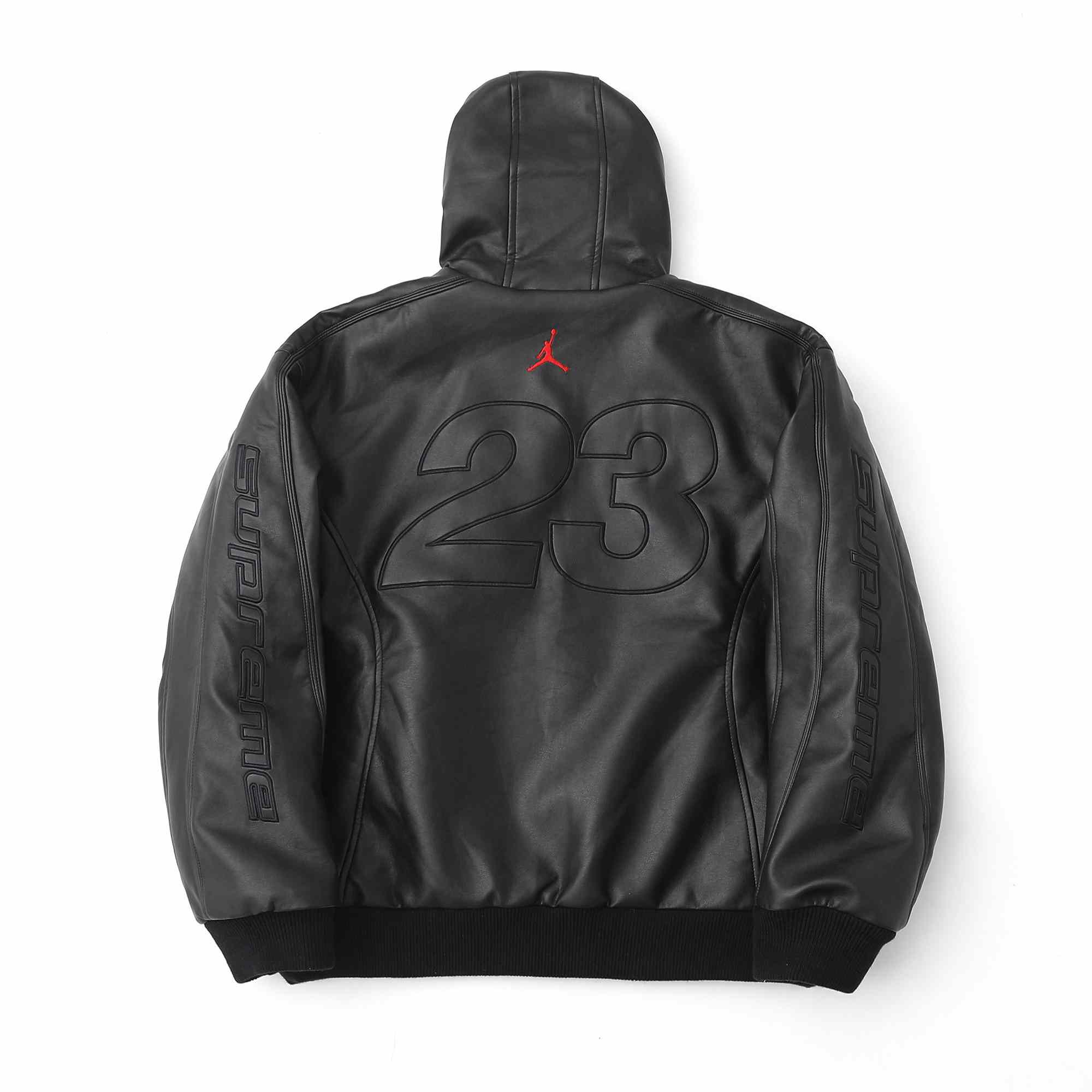 Supreme x Jordan Hooded Leather Jacket 'Black' - DesignerGu