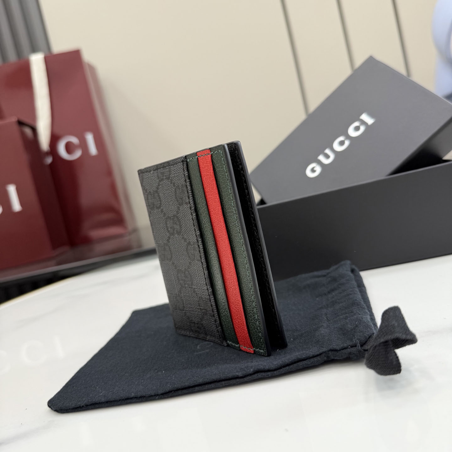 Gucci Bi-fold Wallet With Web Card Slots A00719 - DesignerGu