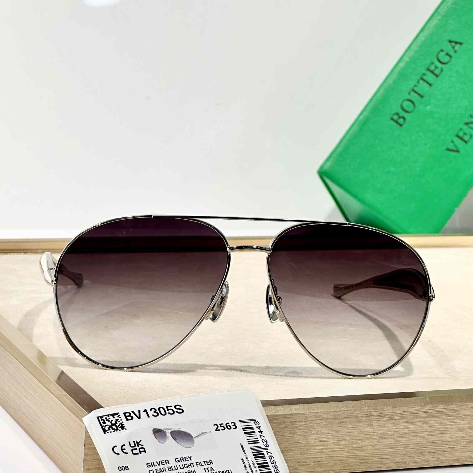 Bottega Veneta Sardine Aviator Sunglasses   BV1305S - DesignerGu