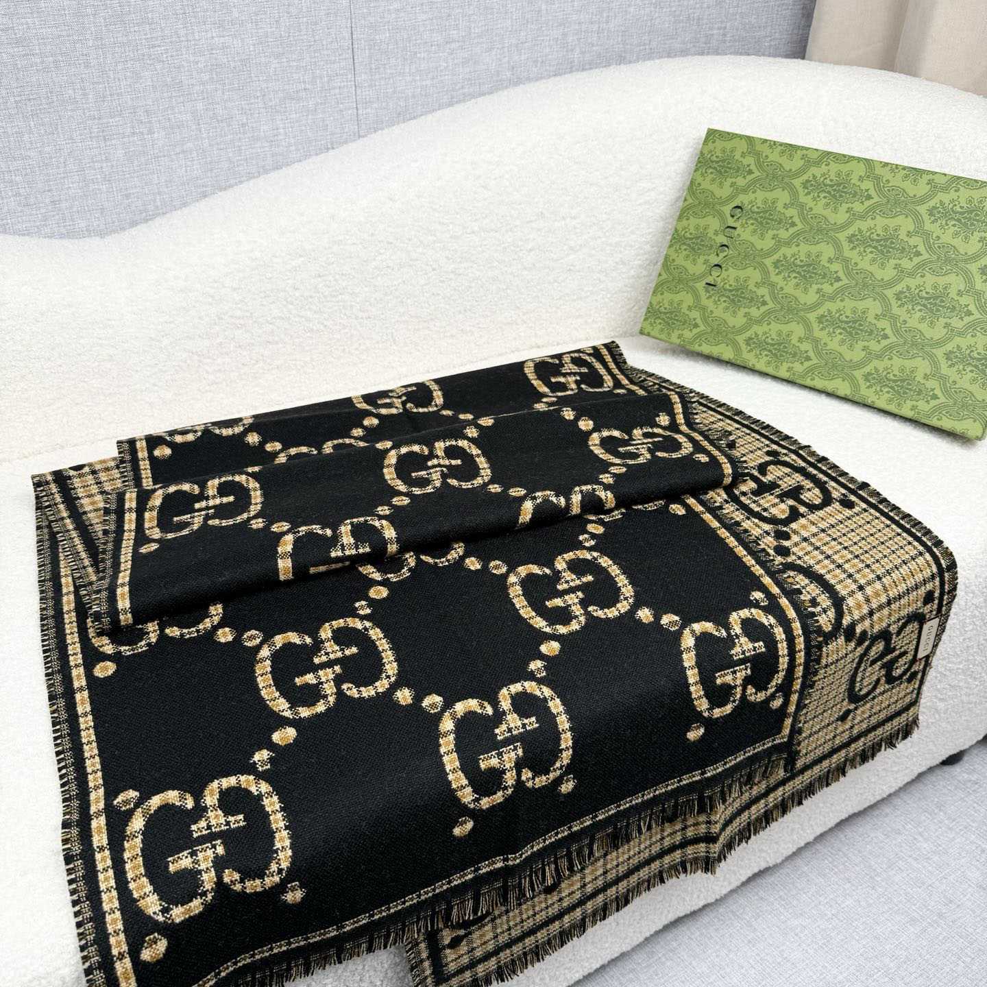 Gucci Check GG Wool Scarf - DesignerGu
