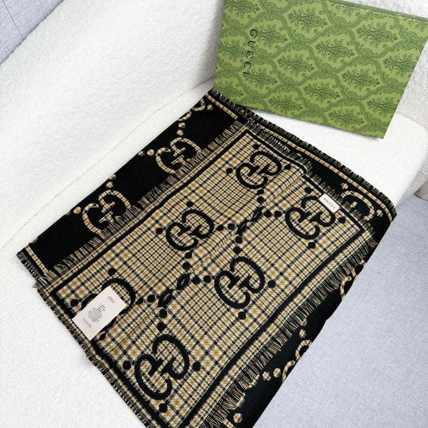 Gucci Check GG Wool Scarf - DesignerGu