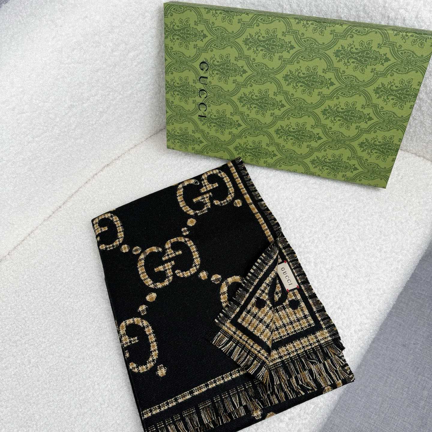 Gucci Check GG Wool Scarf - DesignerGu