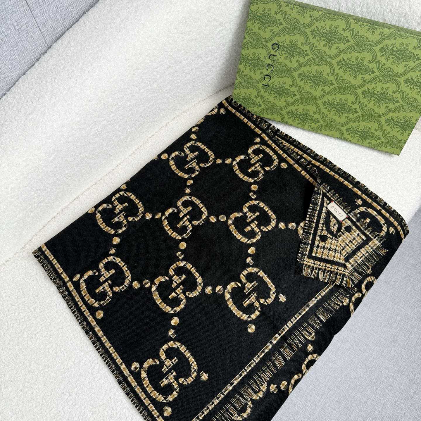 Gucci Check GG Wool Scarf - DesignerGu