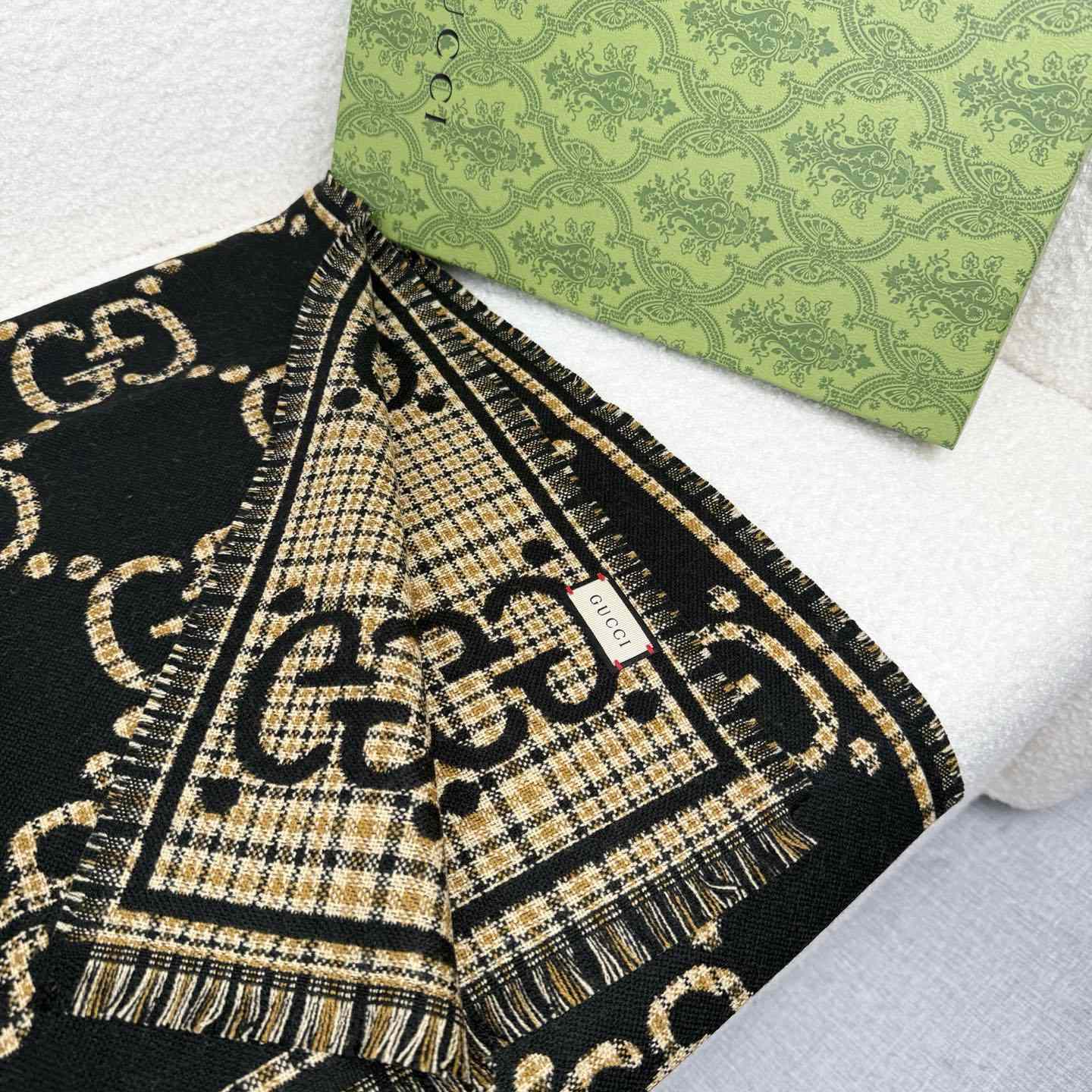 Gucci Check GG Wool Scarf - DesignerGu