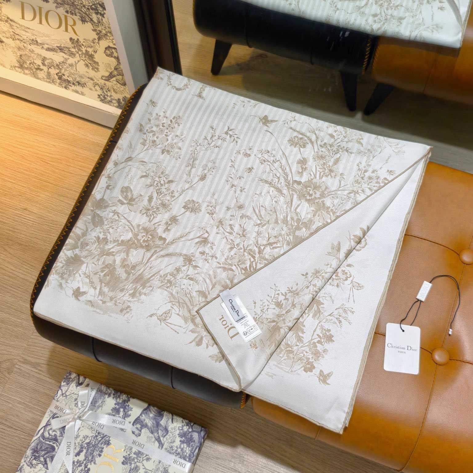 Dior Dioriviera Toile de Jouy Floral Garden 90 Square Scarf - DesignerGu