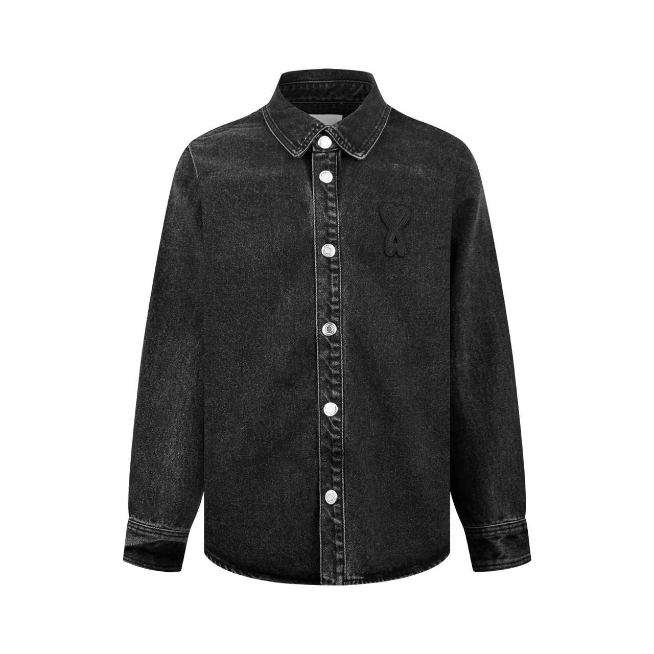 AMI Paris Overshirt With Knitted Ami De Coeur - DesignerGu