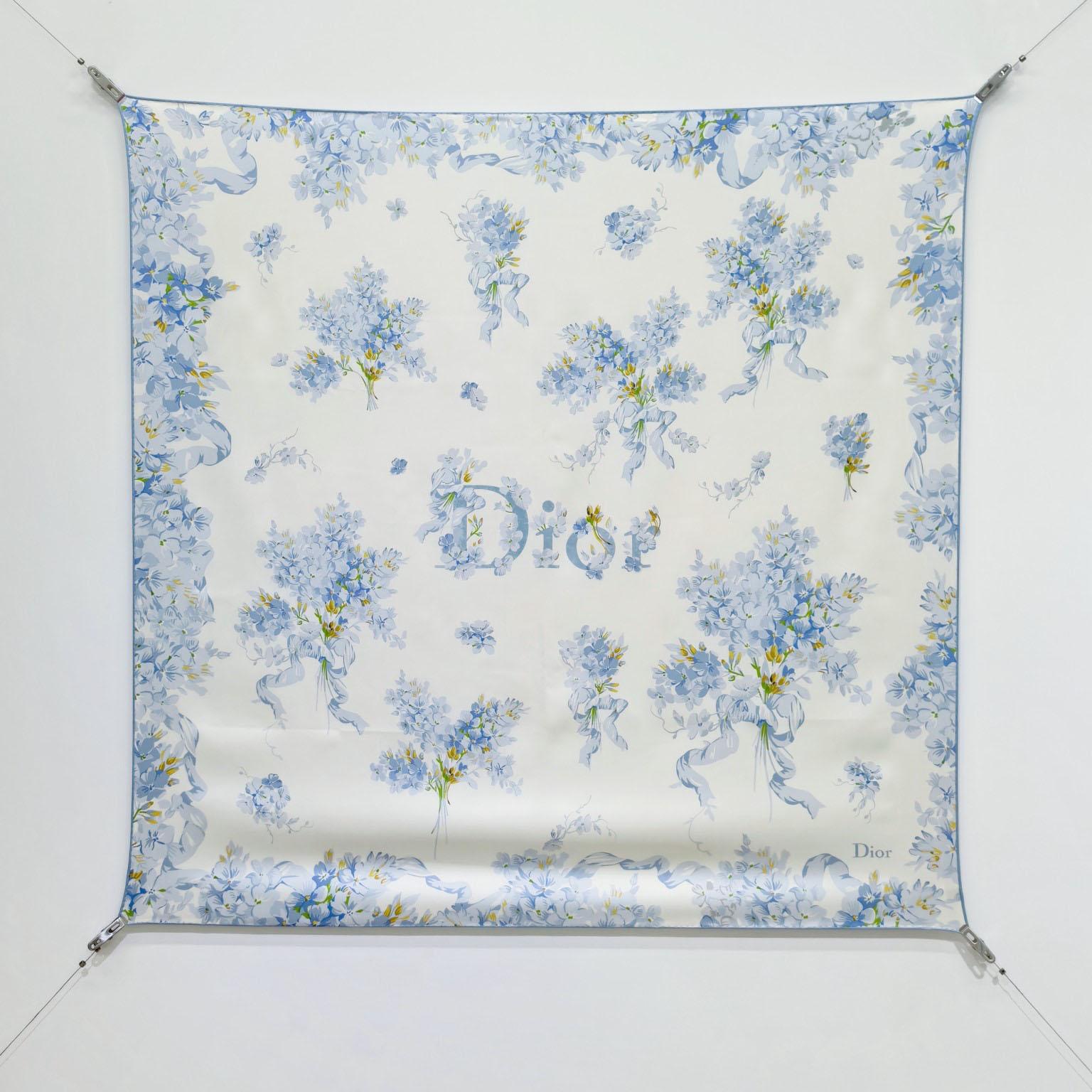Dior Lilac Bouquet 90 Square Scarf - DesignerGu