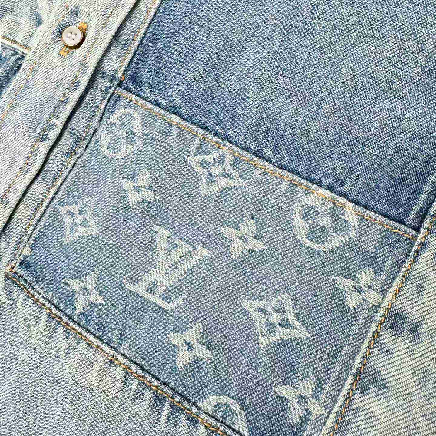 Louis Vuitton Signature Patchwork Denim Long-Sleeved Shirt 1AK7A8 - DesignerGu