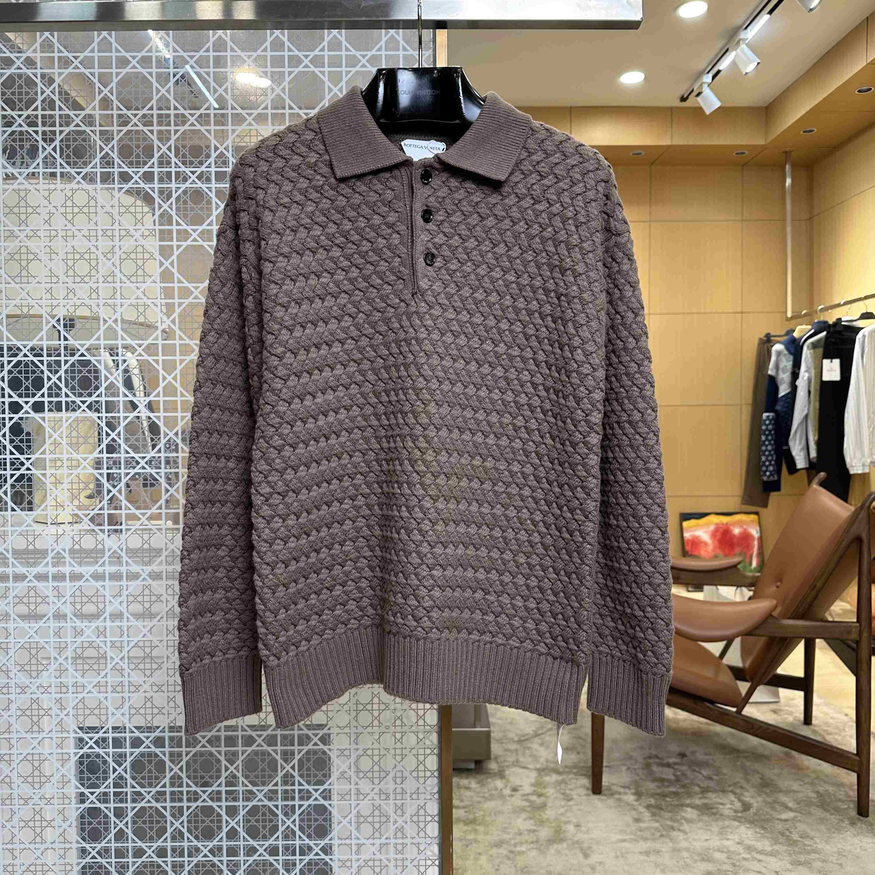 Bottega Veneta Intrecciato Wool Polo Sweater - DesignerGu