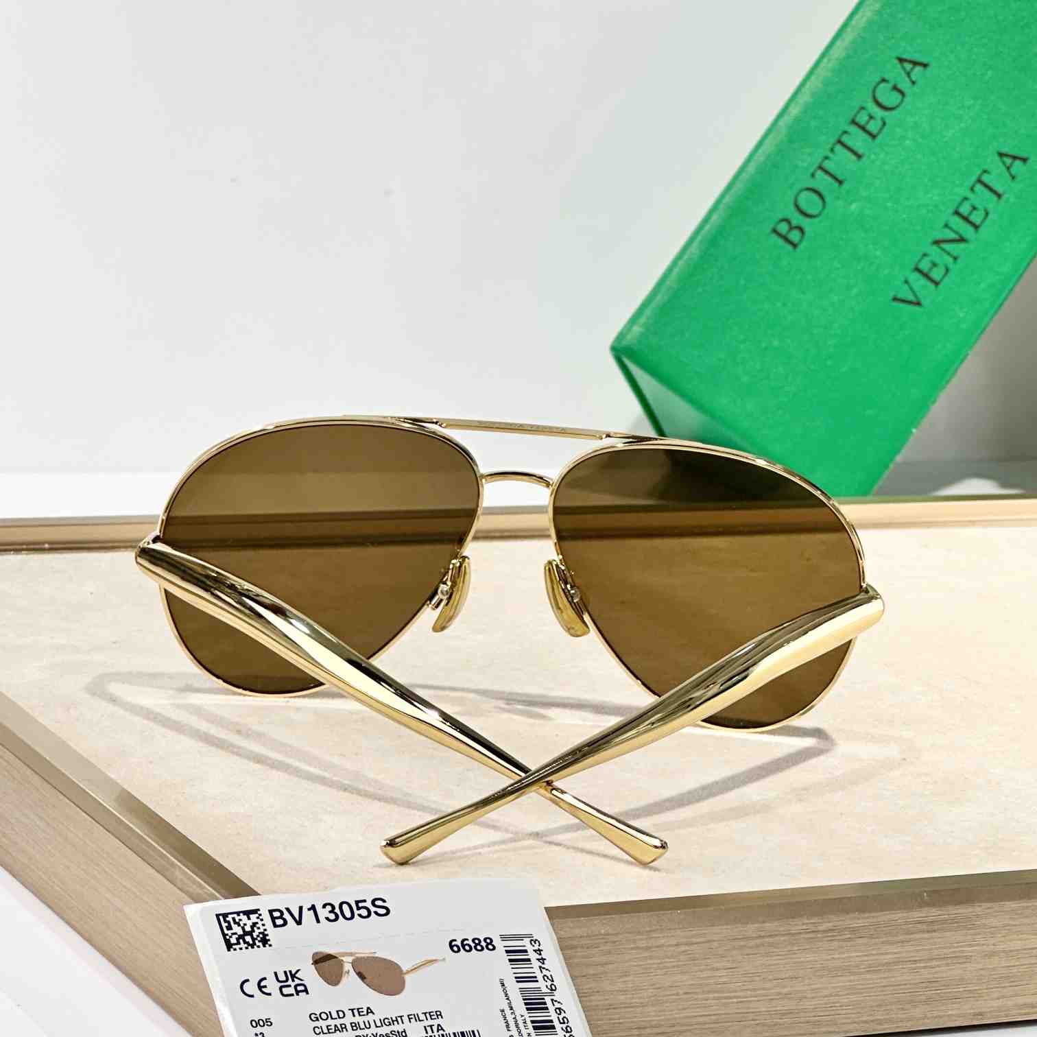Bottega Veneta Sardine Aviator Sunglasses   BV1305S - DesignerGu
