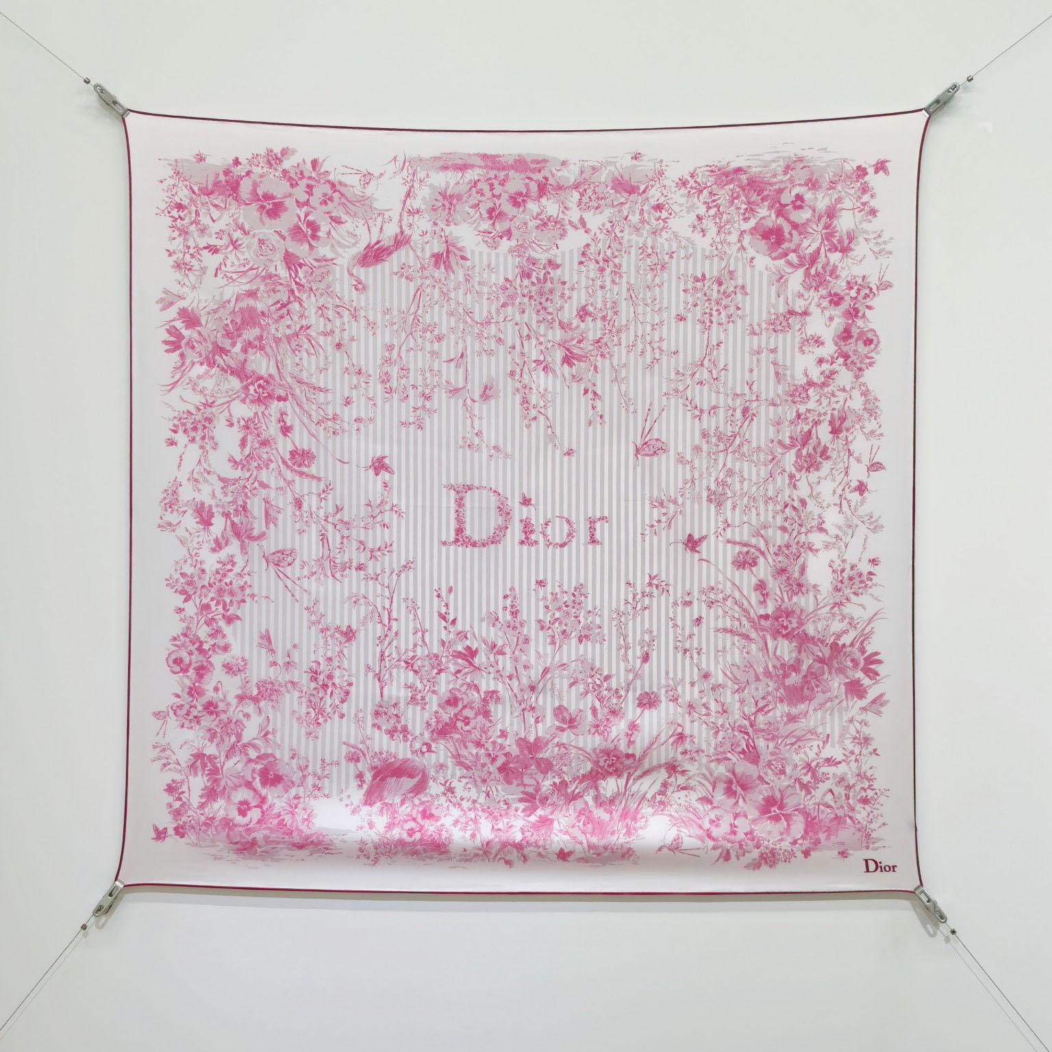 Dior Dioriviera Toile de Jouy Floral Garden 90 Square Scarf - DesignerGu