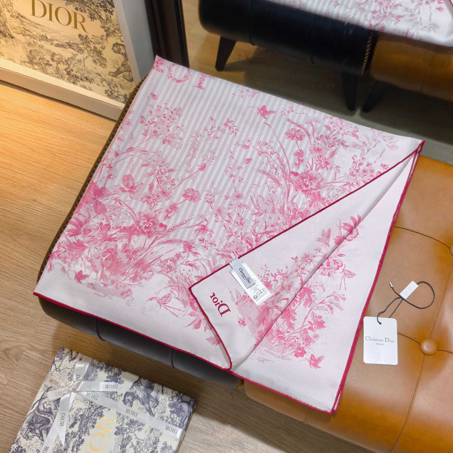 Dior Dioriviera Toile de Jouy Floral Garden 90 Square Scarf - DesignerGu