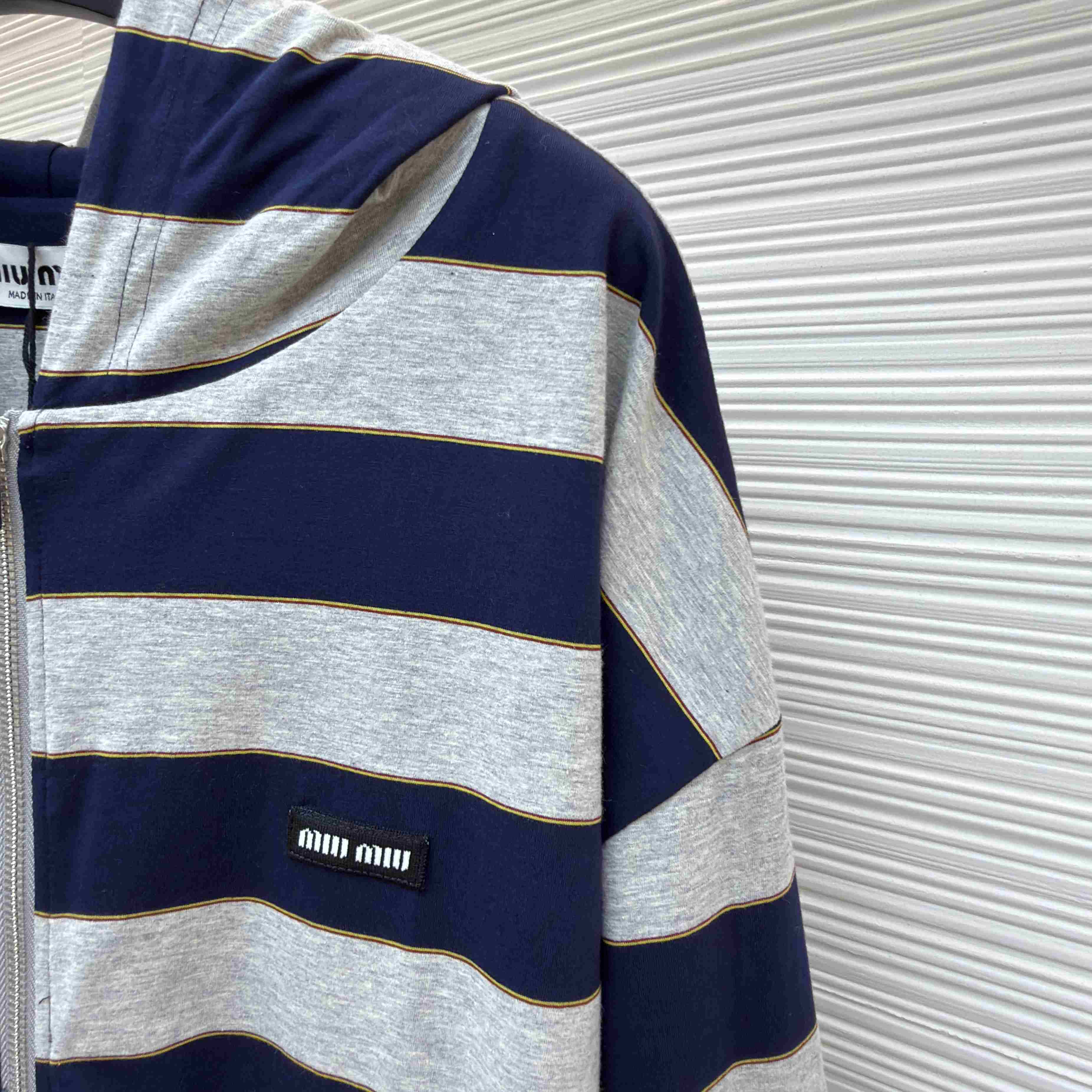 Miu Miu Striped Jersey Hoodie - DesignerGu