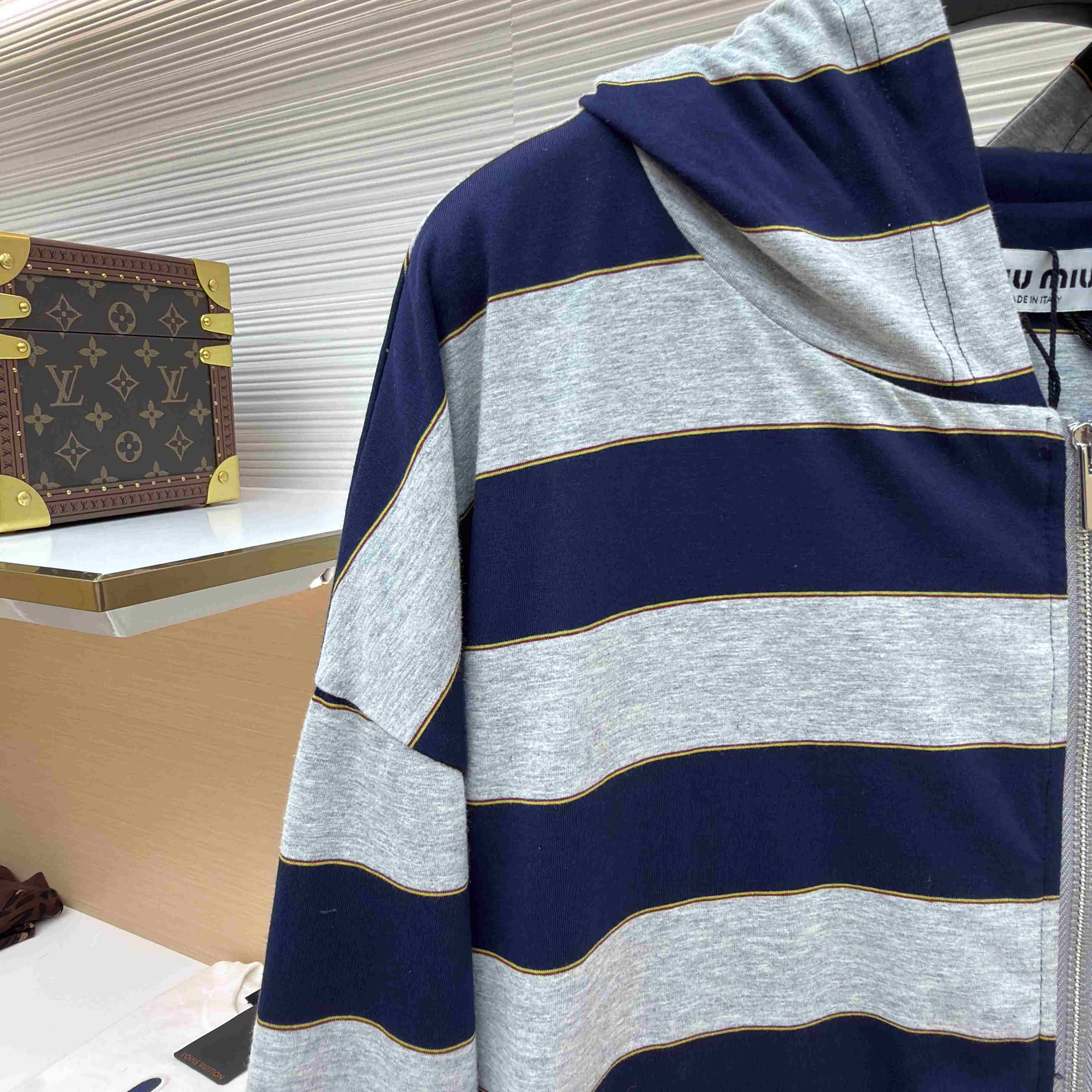 Miu Miu Striped Jersey Hoodie - DesignerGu