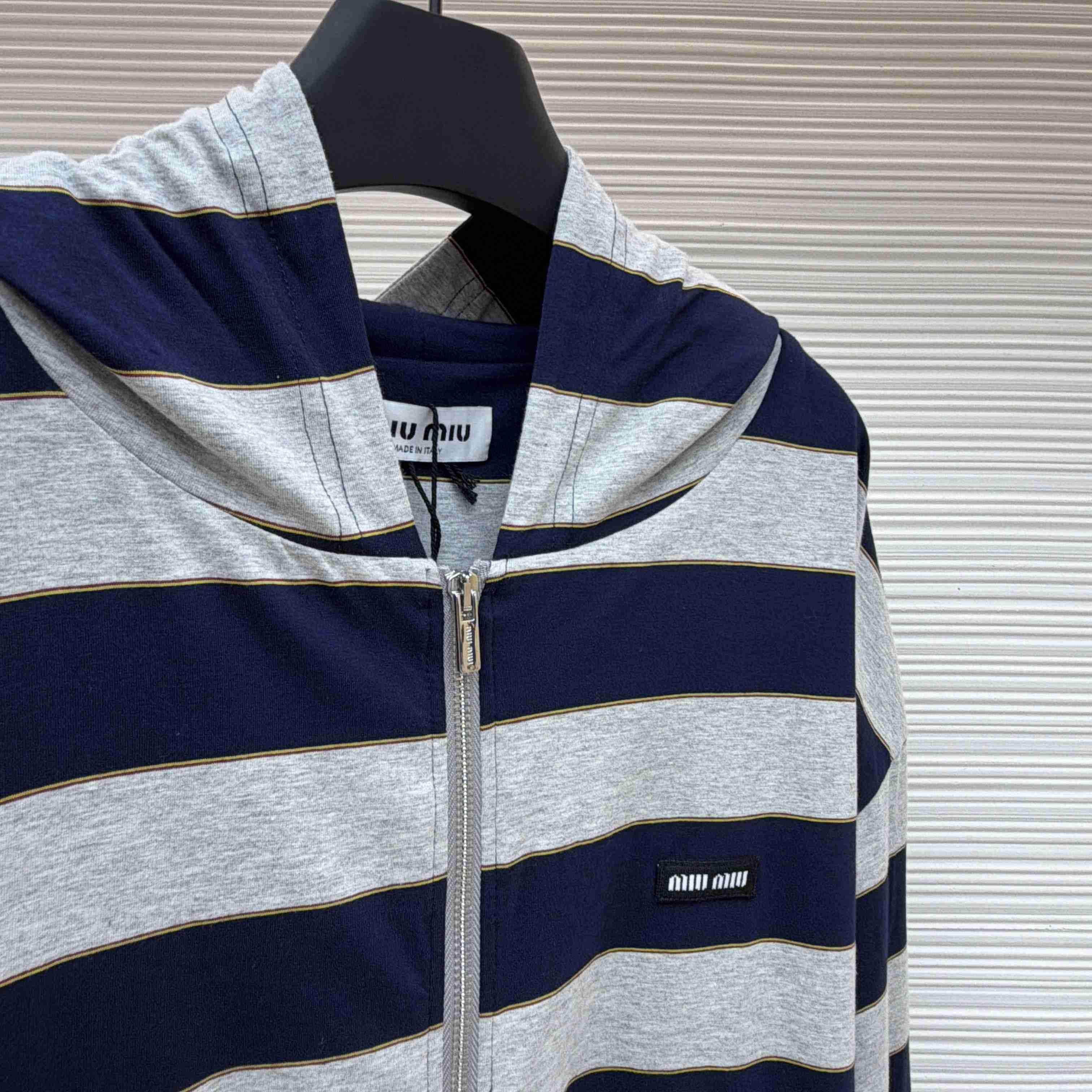 Miu Miu Striped Jersey Hoodie - DesignerGu