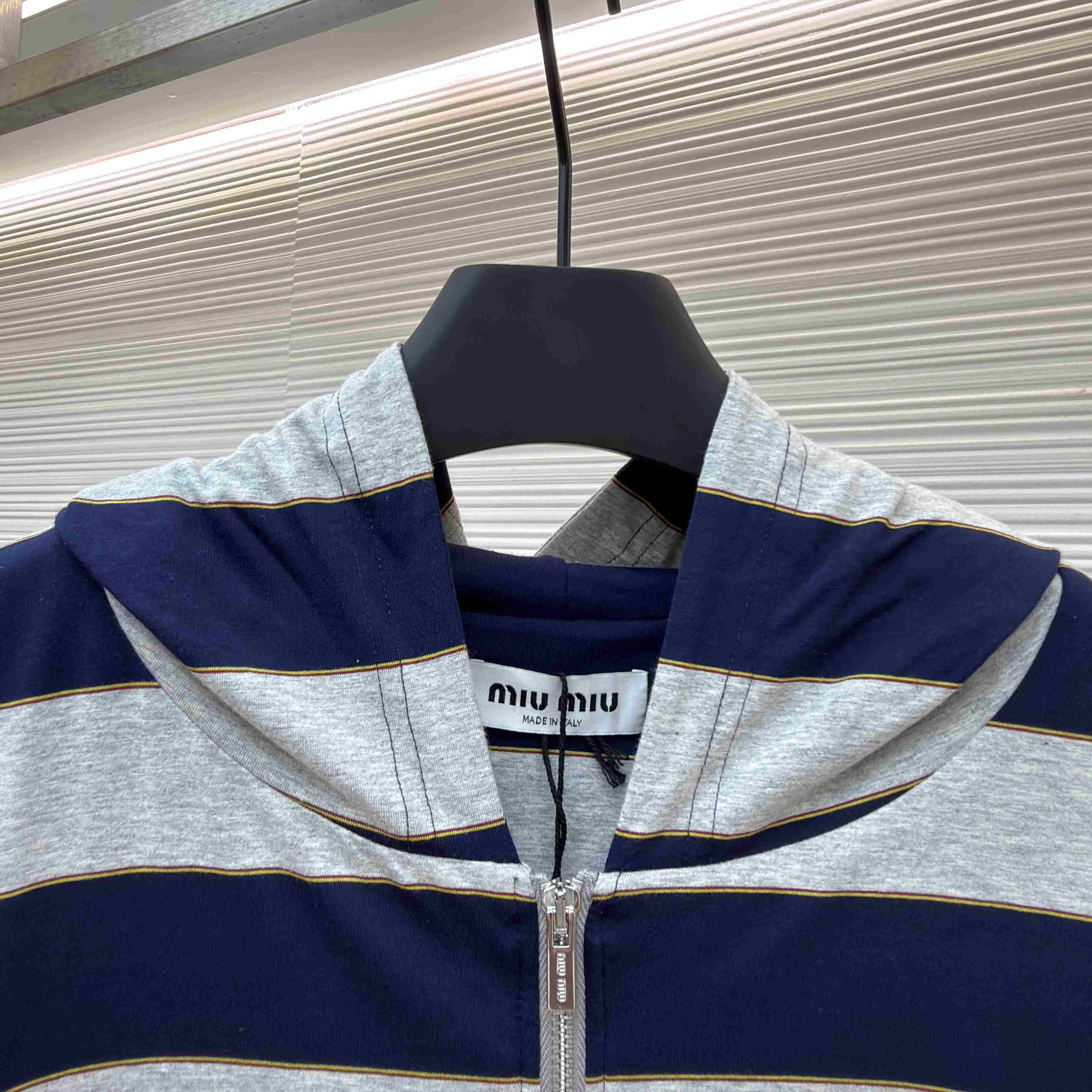 Miu Miu Striped Jersey Hoodie - DesignerGu