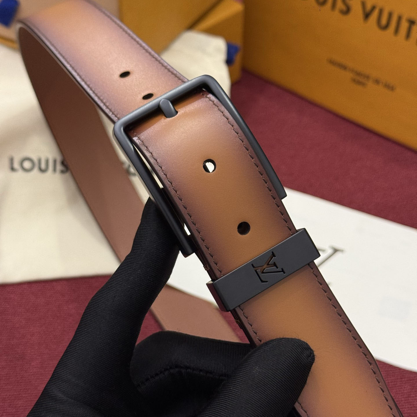 Louis Vuitton Pont Neuf Patinated 35mm Belt - DesignerGu