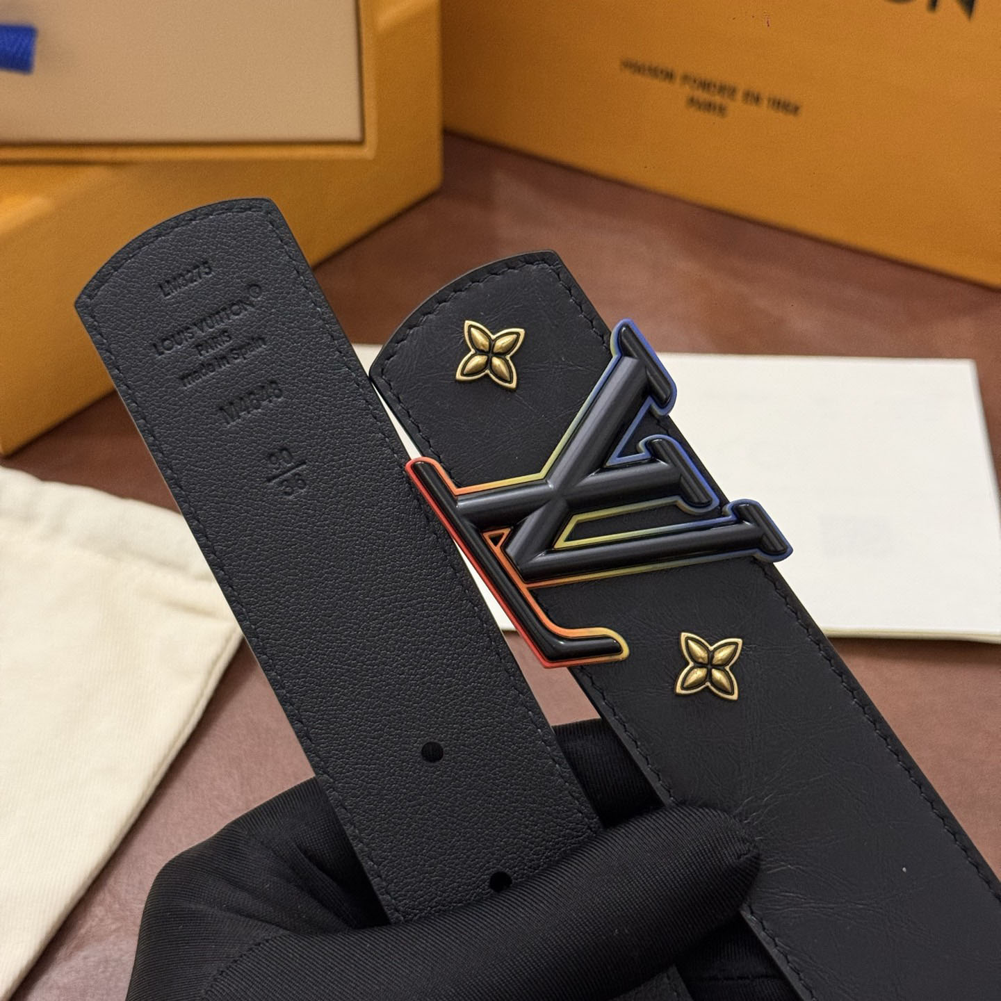 Louis Vuitton LV Dimension Drift Flower Studs 40mm Reversible Belt - DesignerGu