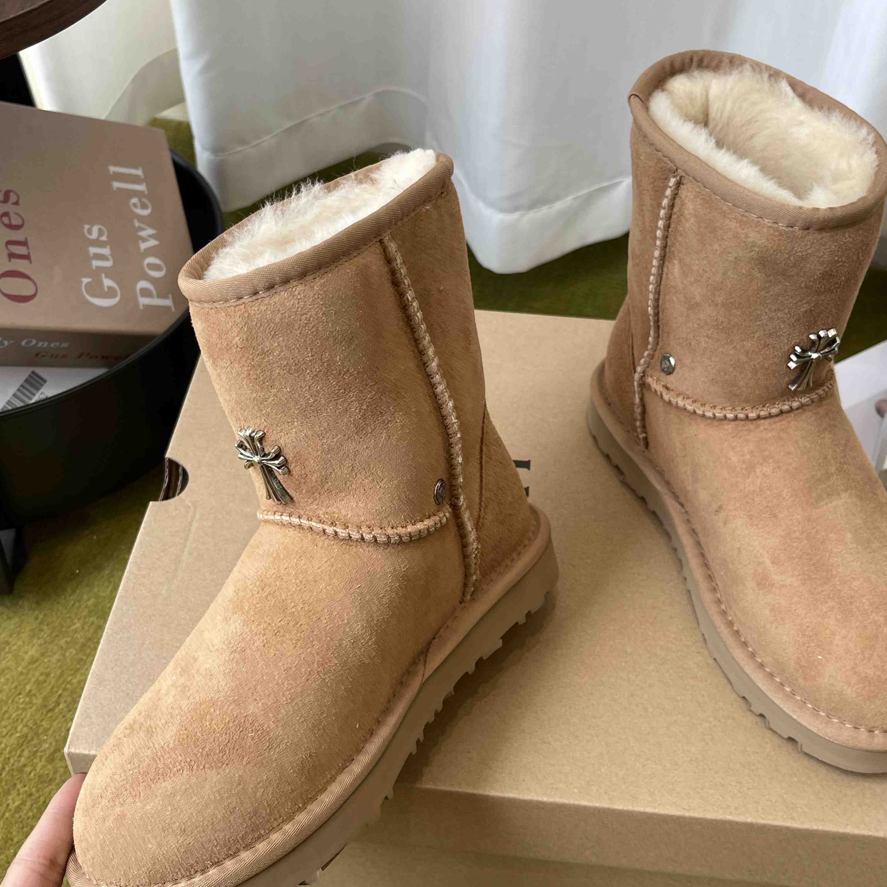 Chrome Hearts Cross Embellished Ugg Boots - DesignerGu