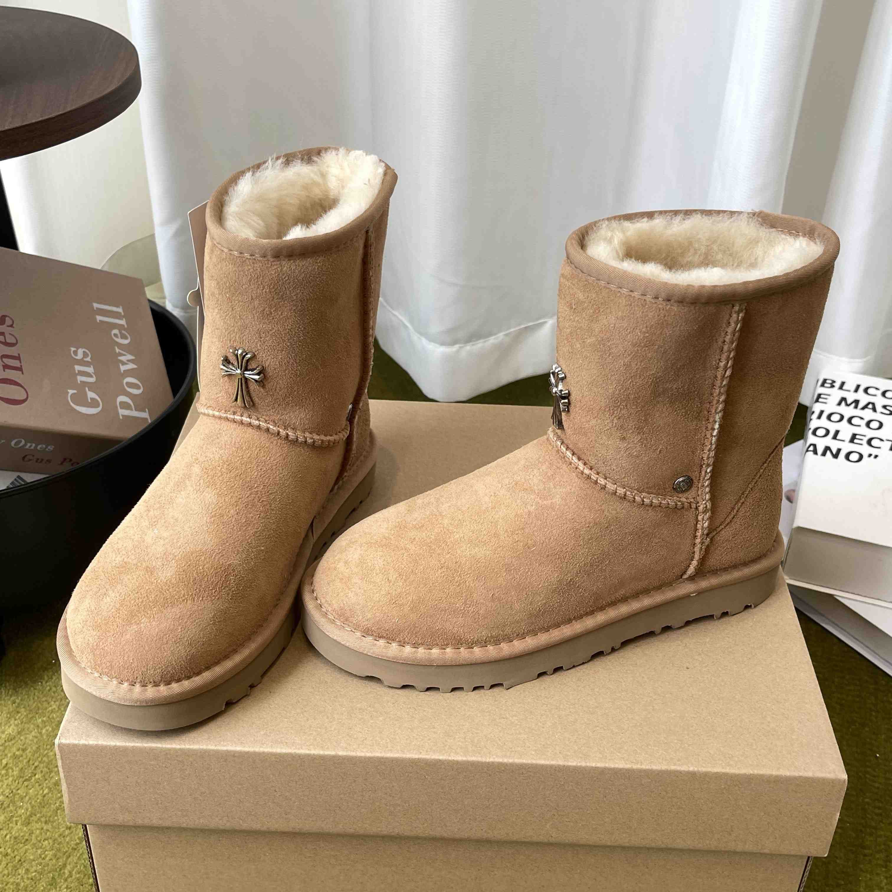 Chrome Hearts Cross Embellished Ugg Boots - DesignerGu