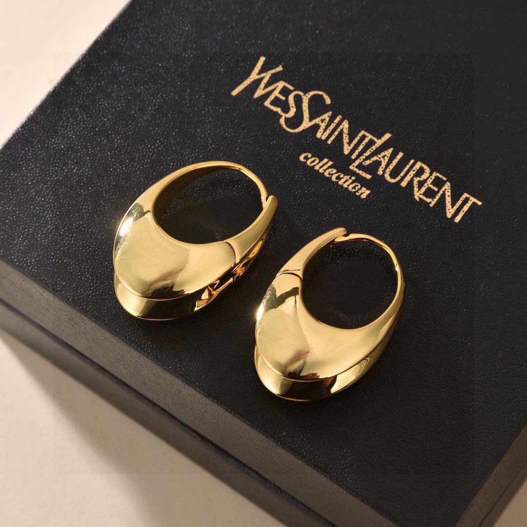 Saint Laurent Double Hoop Earring 'Dore' - DesignerGu