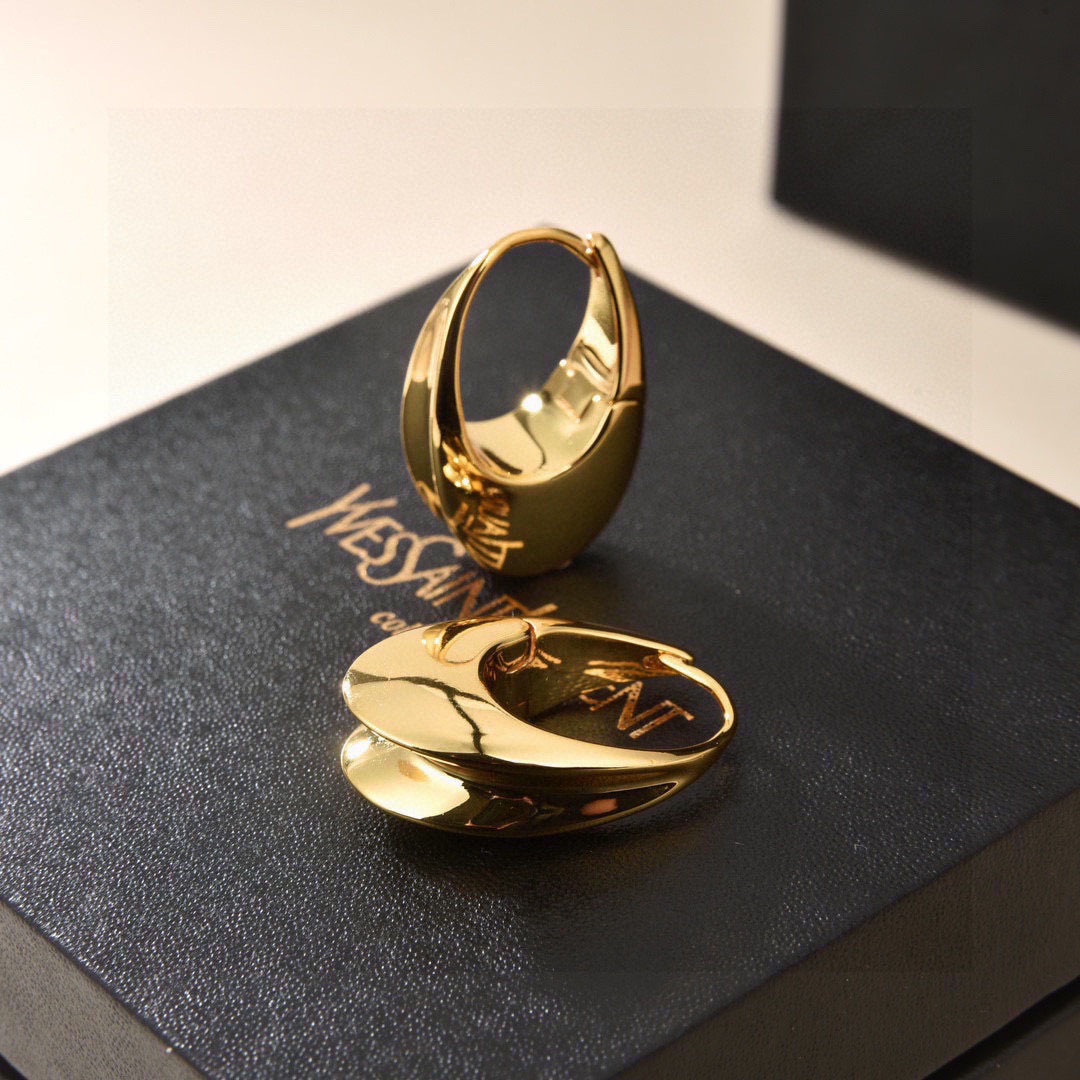 Saint Laurent Double Hoop Earring 'Dore' - DesignerGu