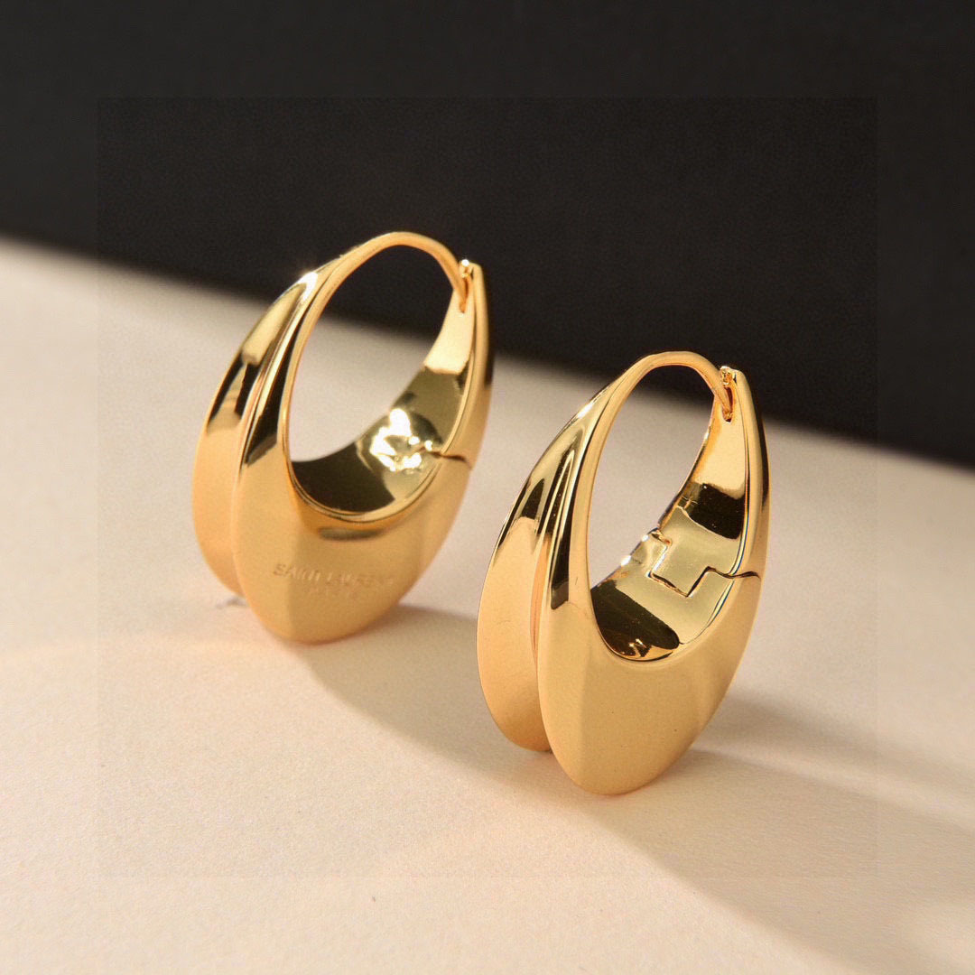 Saint Laurent Double Hoop Earring 'Dore' - DesignerGu