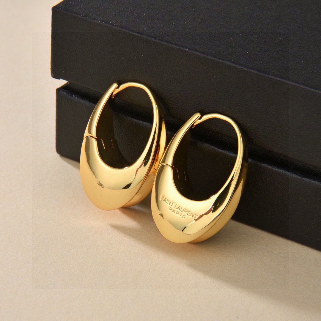 Saint Laurent Double Hoop Earring 'Dore' - DesignerGu