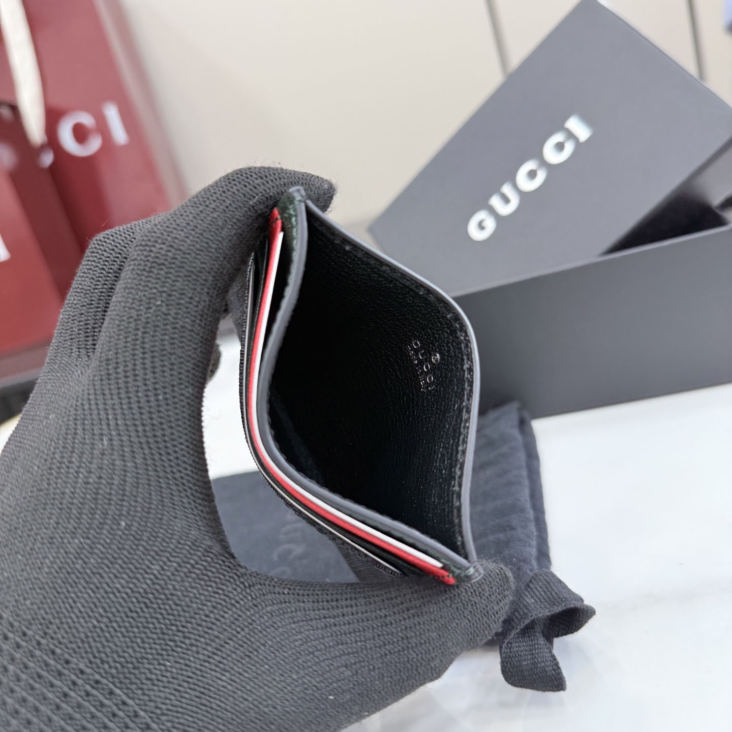Gucci Card Case With Web Card Slots A0071B - DesignerGu