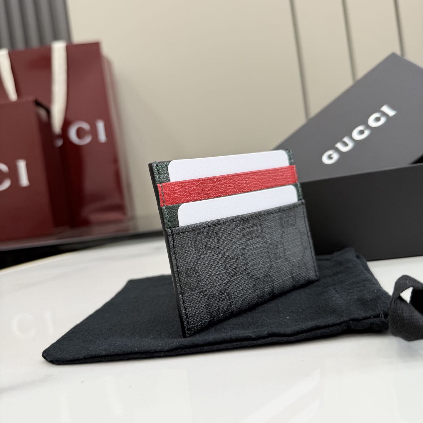 Gucci Card Case With Web Card Slots A0071B - DesignerGu